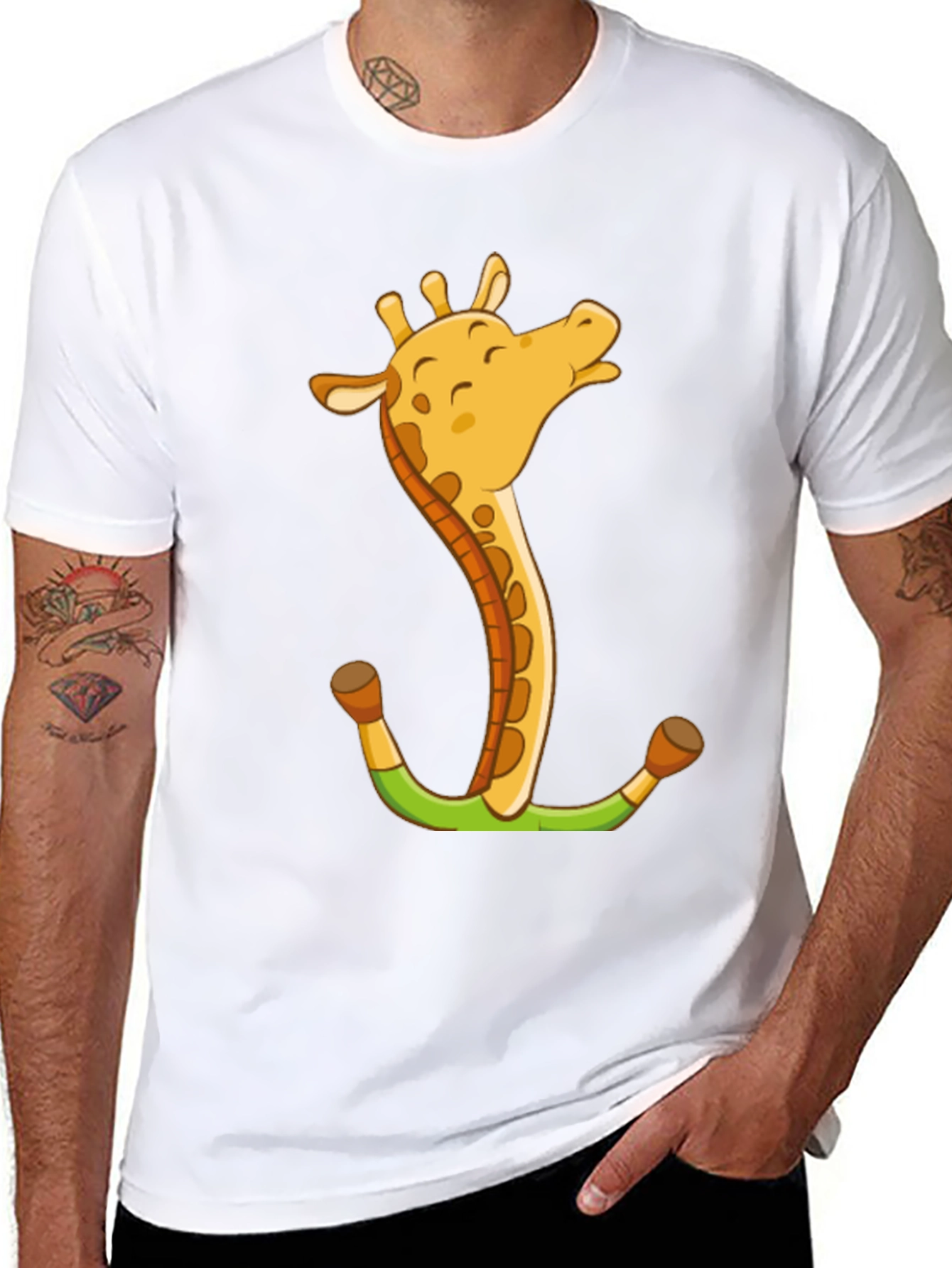 Giraffe Anchor Graphic Tee - Novelty Animal T-Shirt