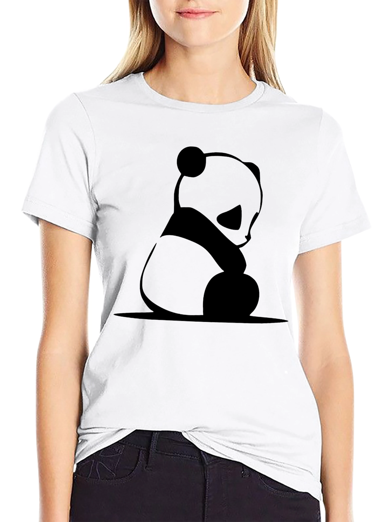 Panda Graphic Print T-Shirt - Black