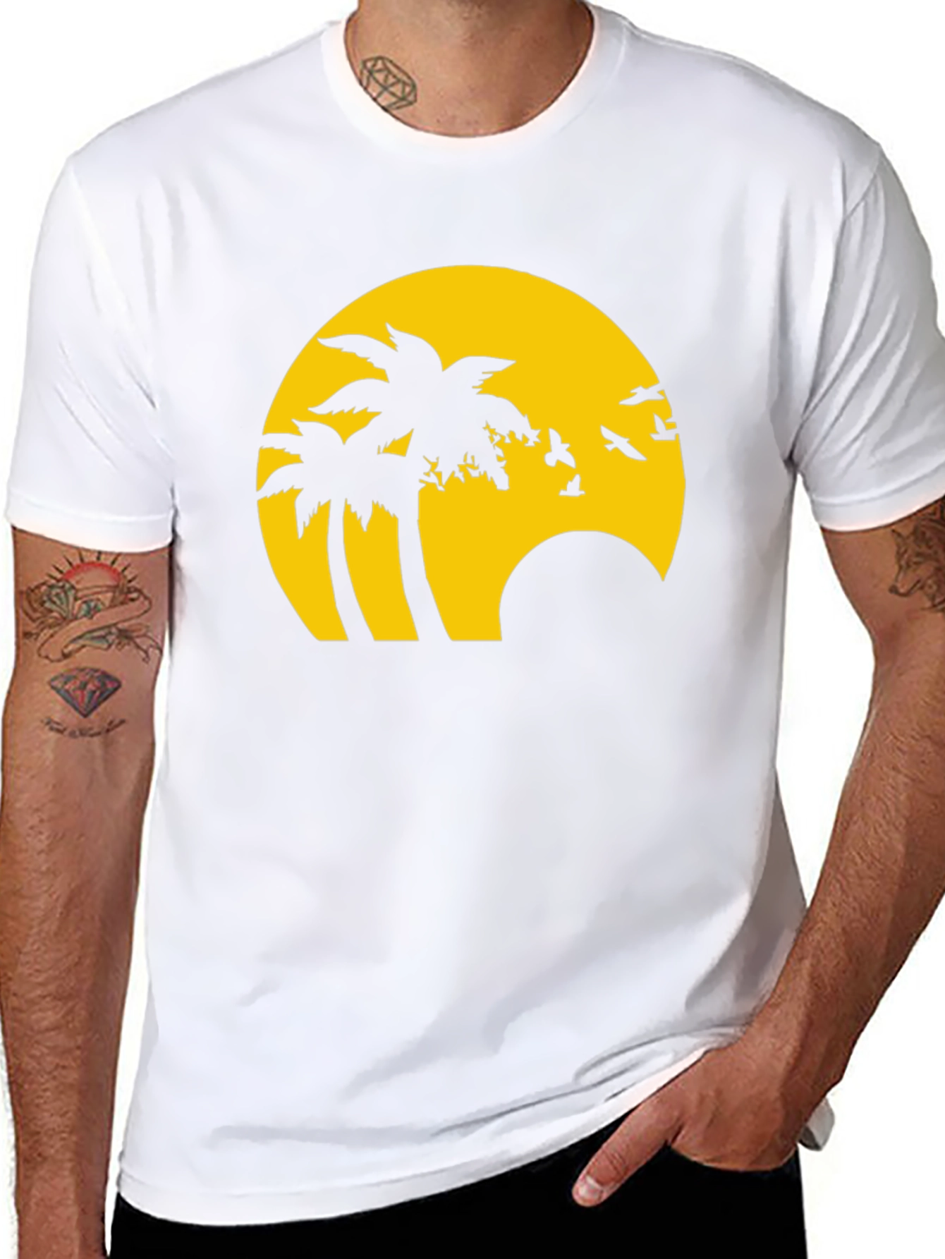 Tropical Sunset Graphic Tee - Black