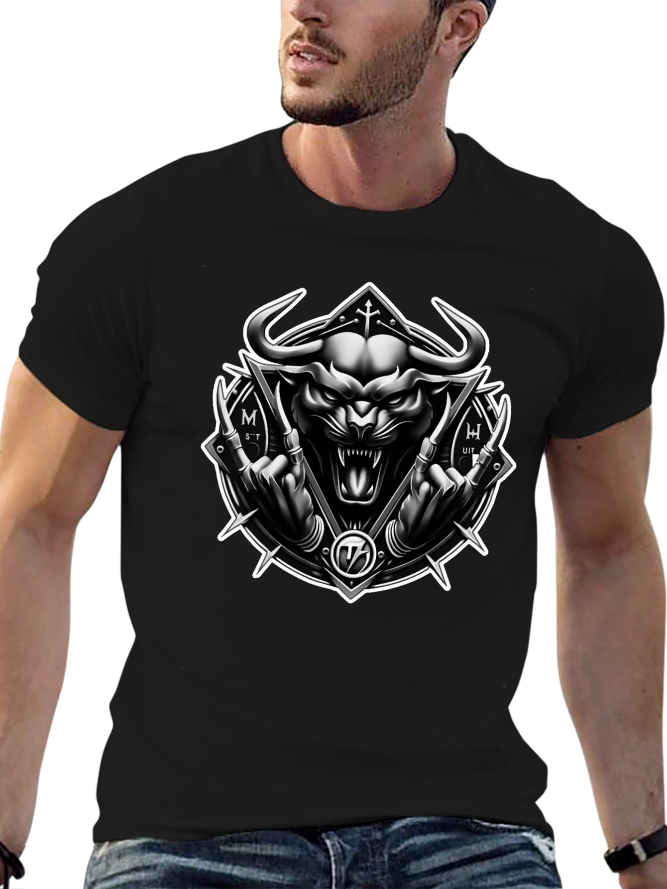 Dark Bull Graphic Tee - Black Metal Style Shirt
