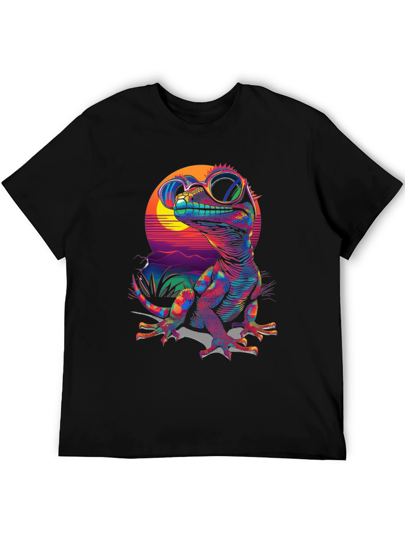 Neon Lizard Graphic Tee - Retro Style