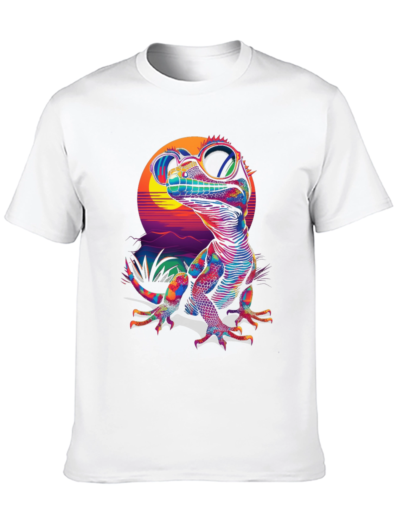 Neon Lizard Graphic Tee - Retro Style
