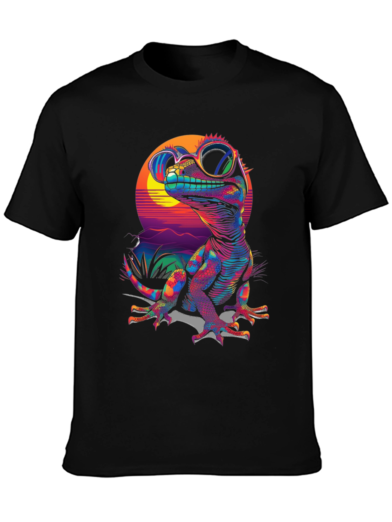 Neon Lizard Graphic Tee - Retro Style