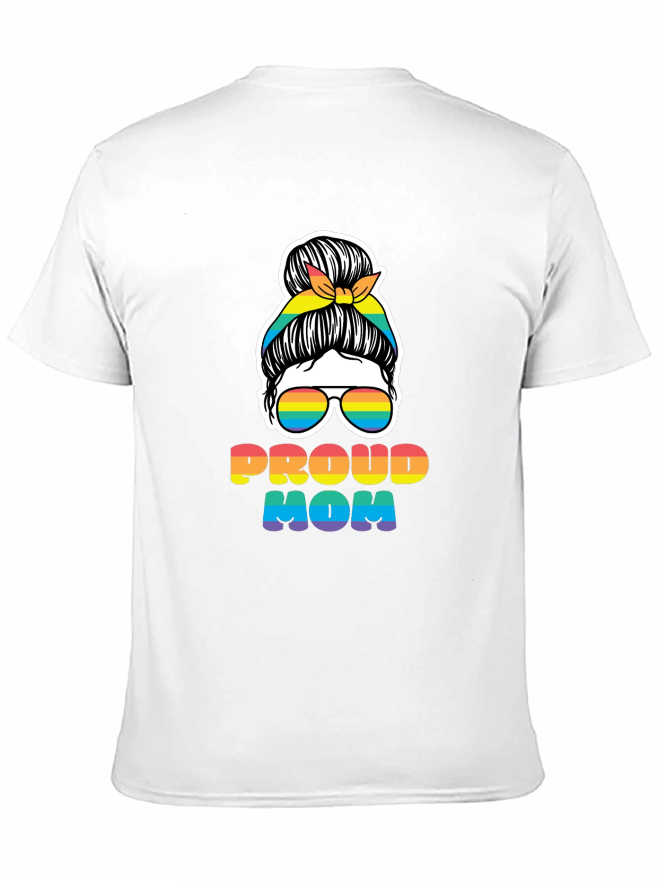 Proud Mom Messy Bun Rainbow LGBTQ Pride T-Shirt