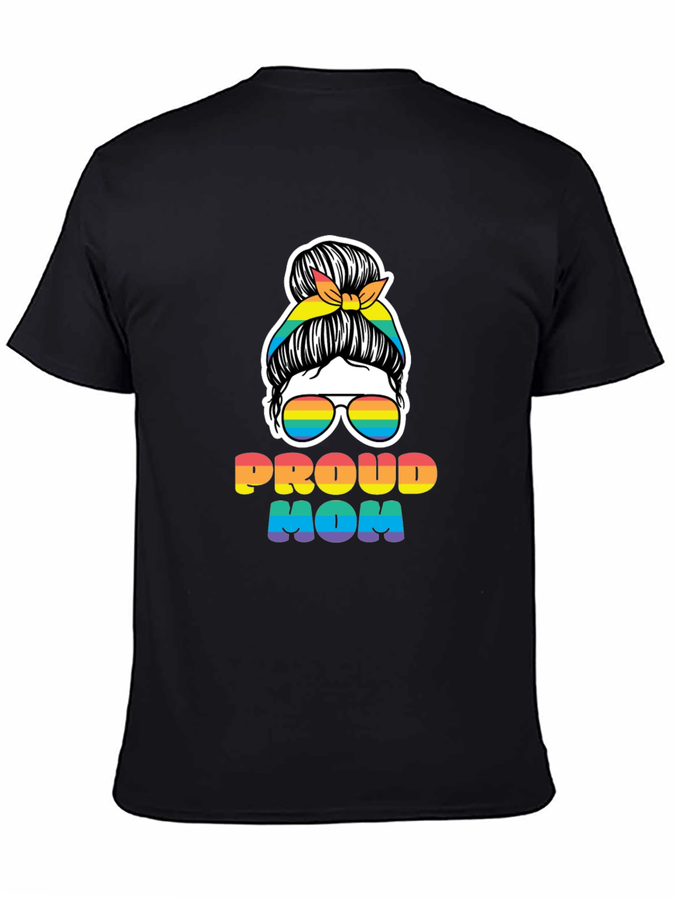 Proud Mom Messy Bun Rainbow LGBTQ Pride T-Shirt