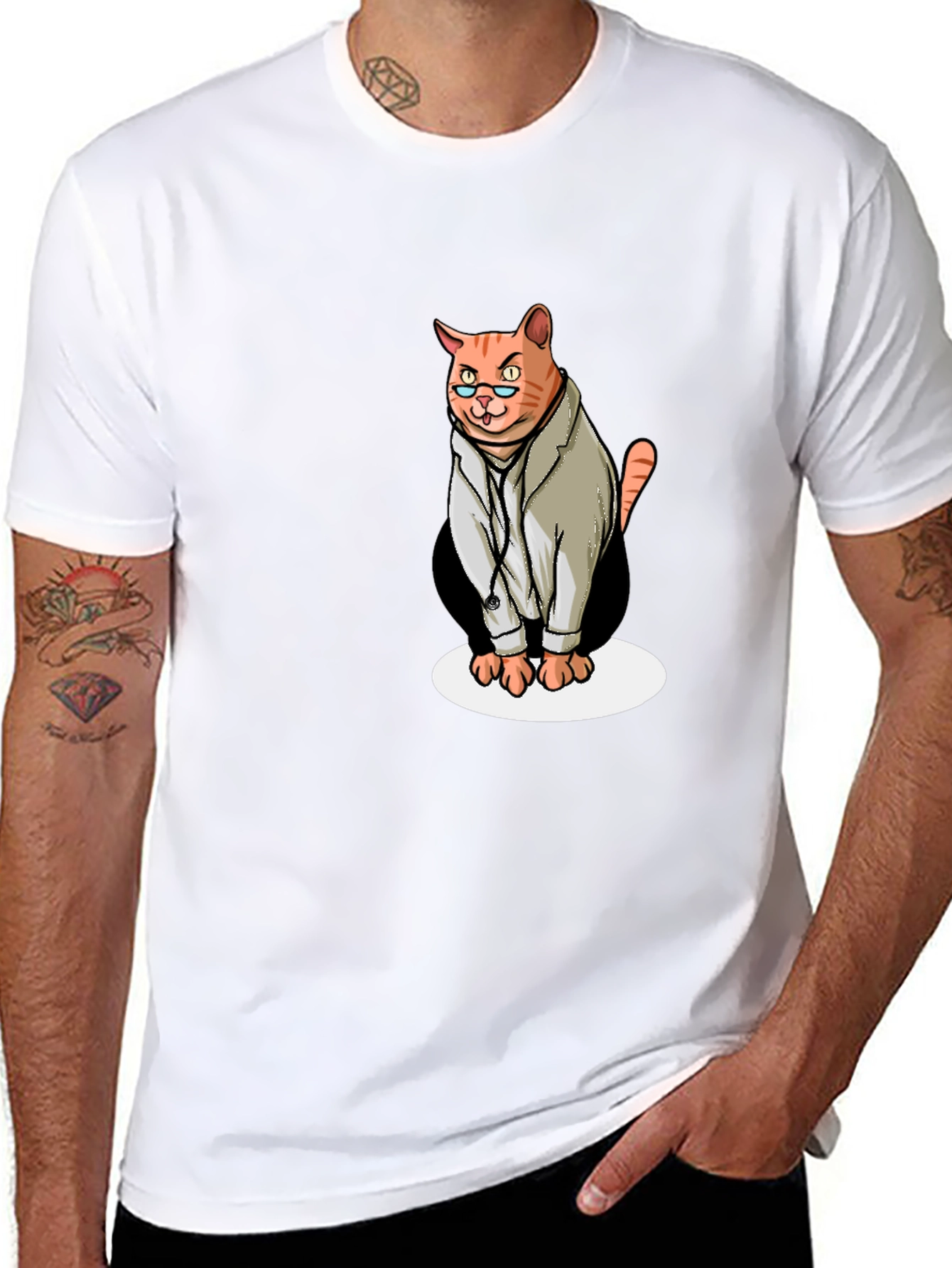 Doctor Cat Graphic T-Shirt - Funny Novelty Tee