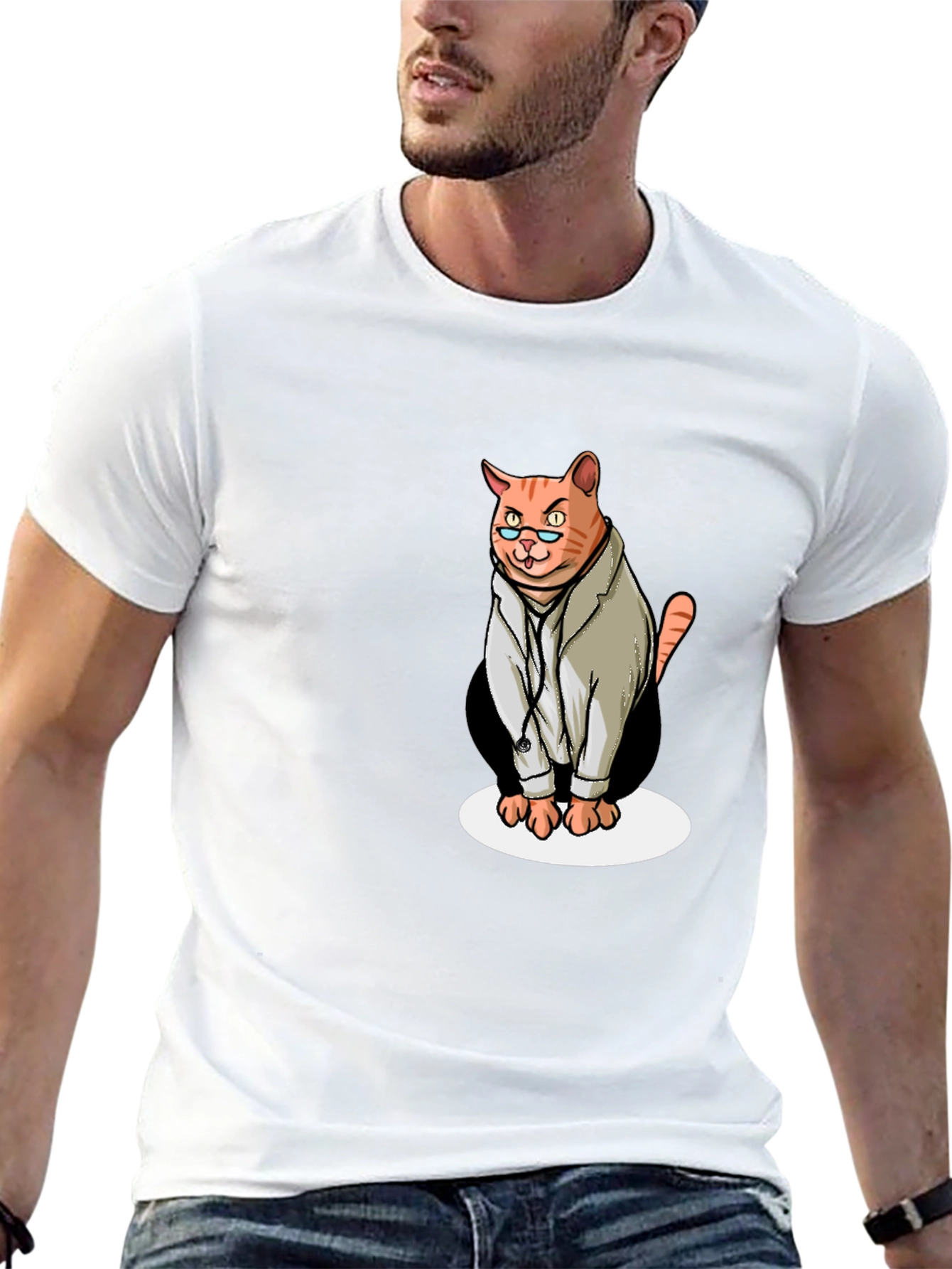 Doctor Cat Graphic T-Shirt - Funny Novelty Tee