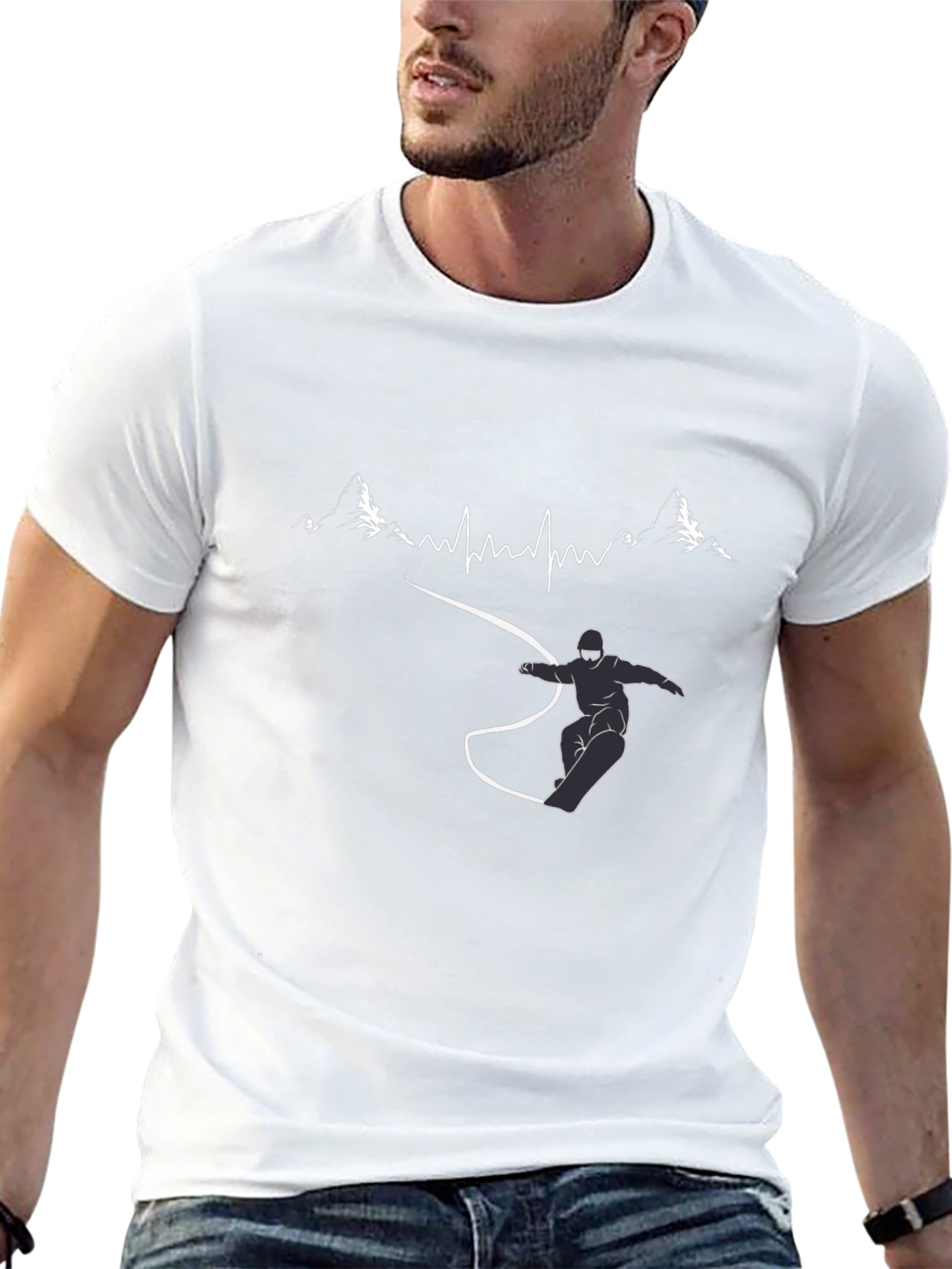 Snowboarder Graphic Tee - Mountain Pulse Line Art