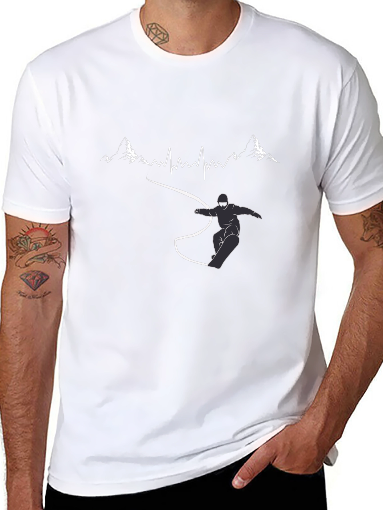 Snowboarder Graphic Tee - Mountain Pulse Line Art