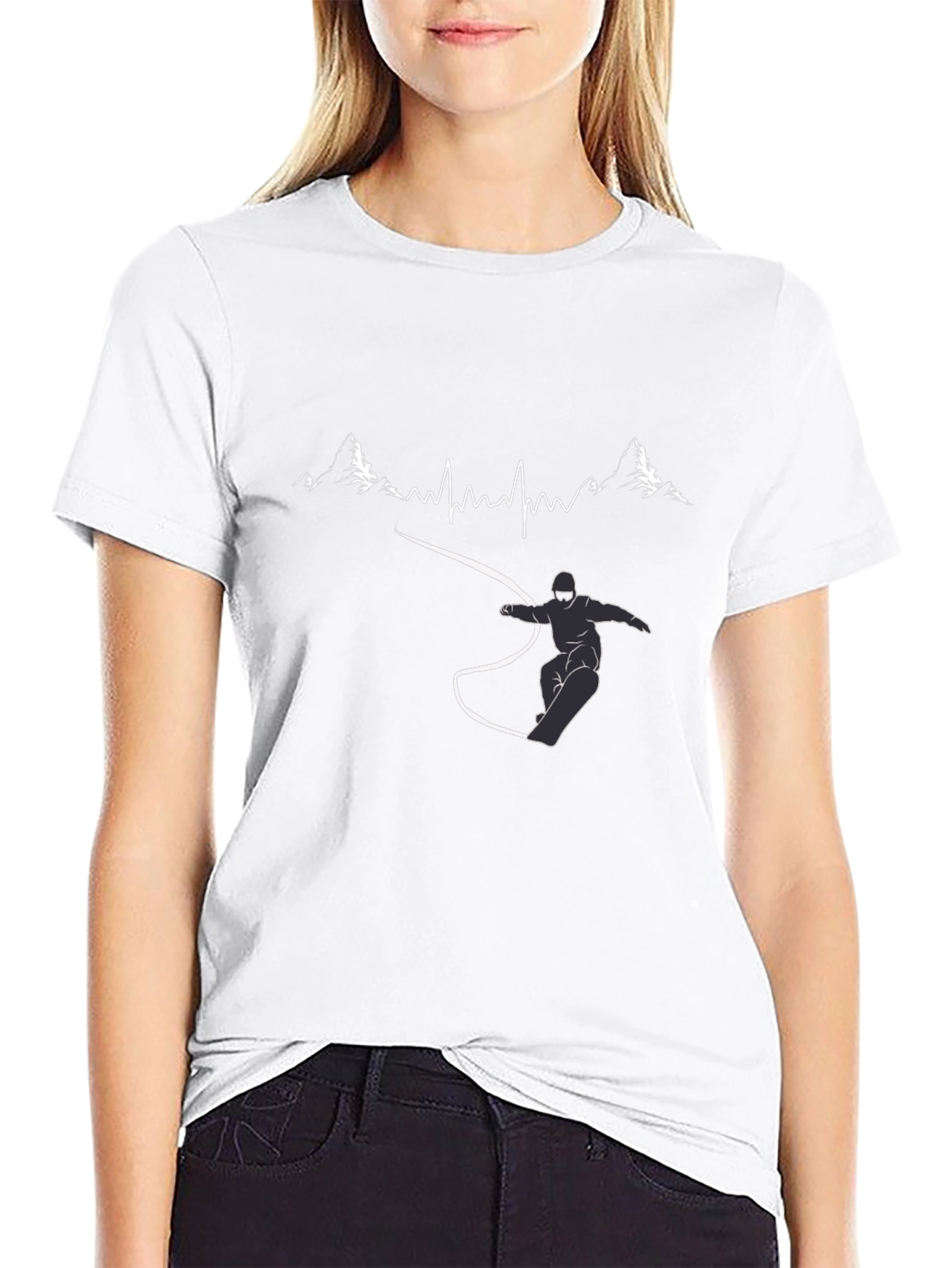 Snowboarder Graphic Tee - Mountain Pulse Line Art