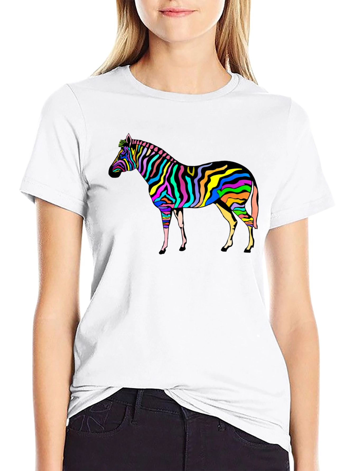 Rainbow Zebra Graphic Tee - Bold Mens T-Shirt