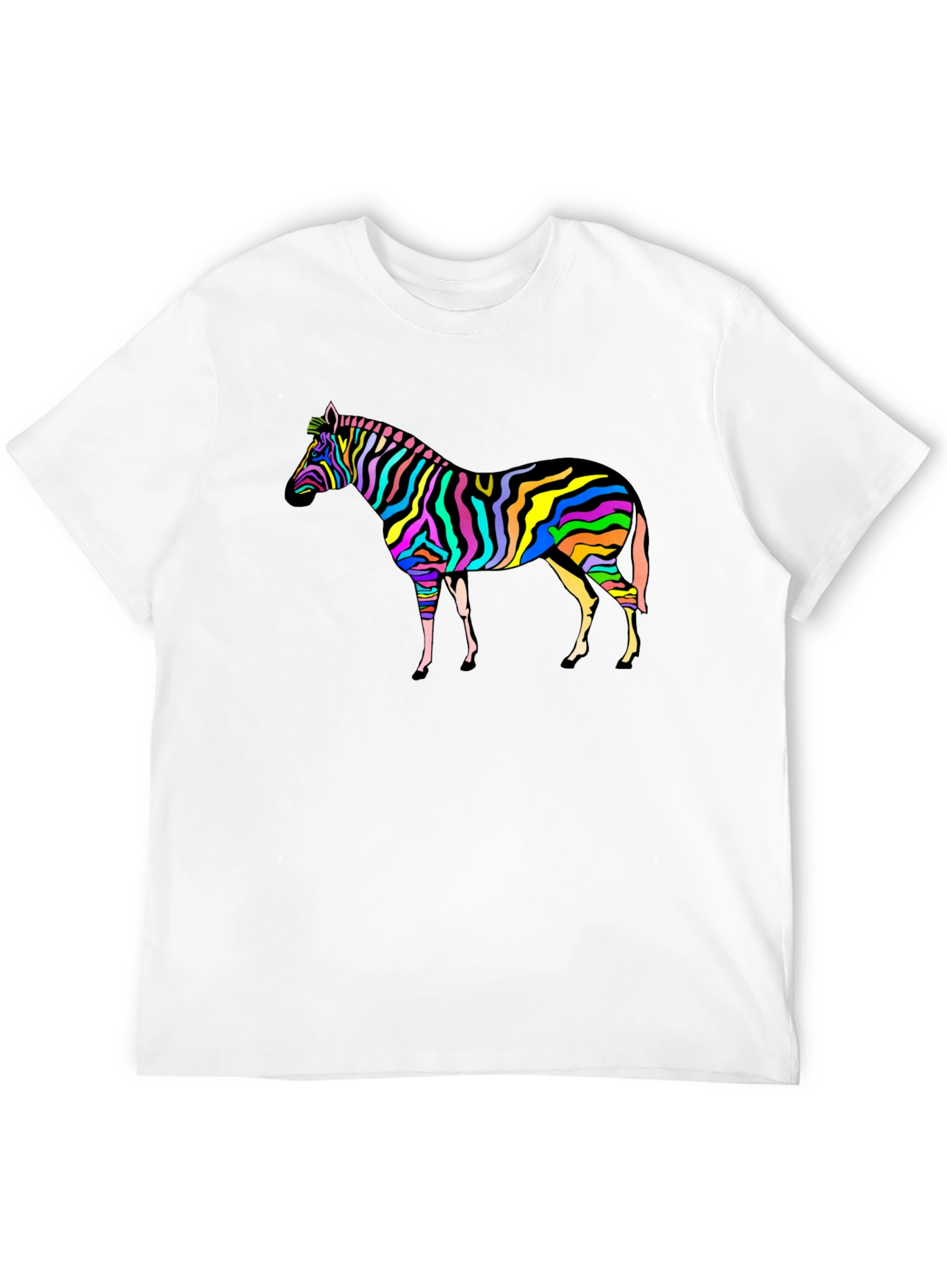 Rainbow Zebra Graphic Tee - Bold Mens T-Shirt