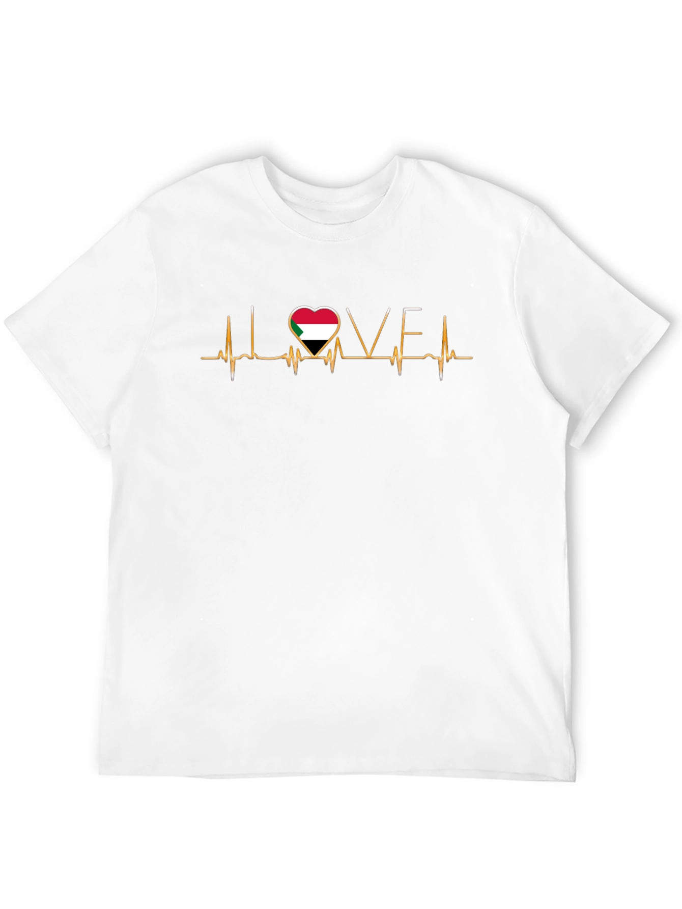 Sudan Flag Heartbeat Love T-Shirt