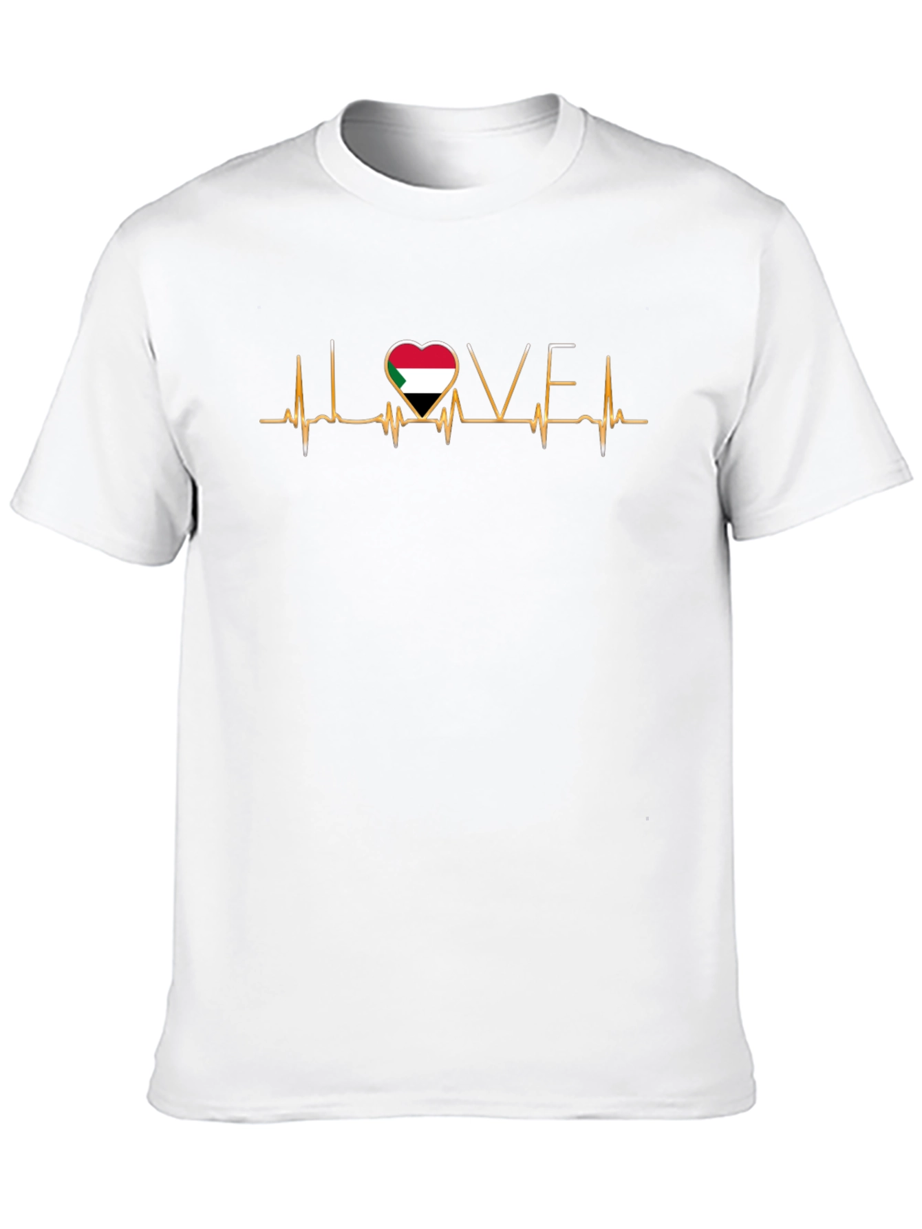 Sudan Flag Heartbeat Love T-Shirt