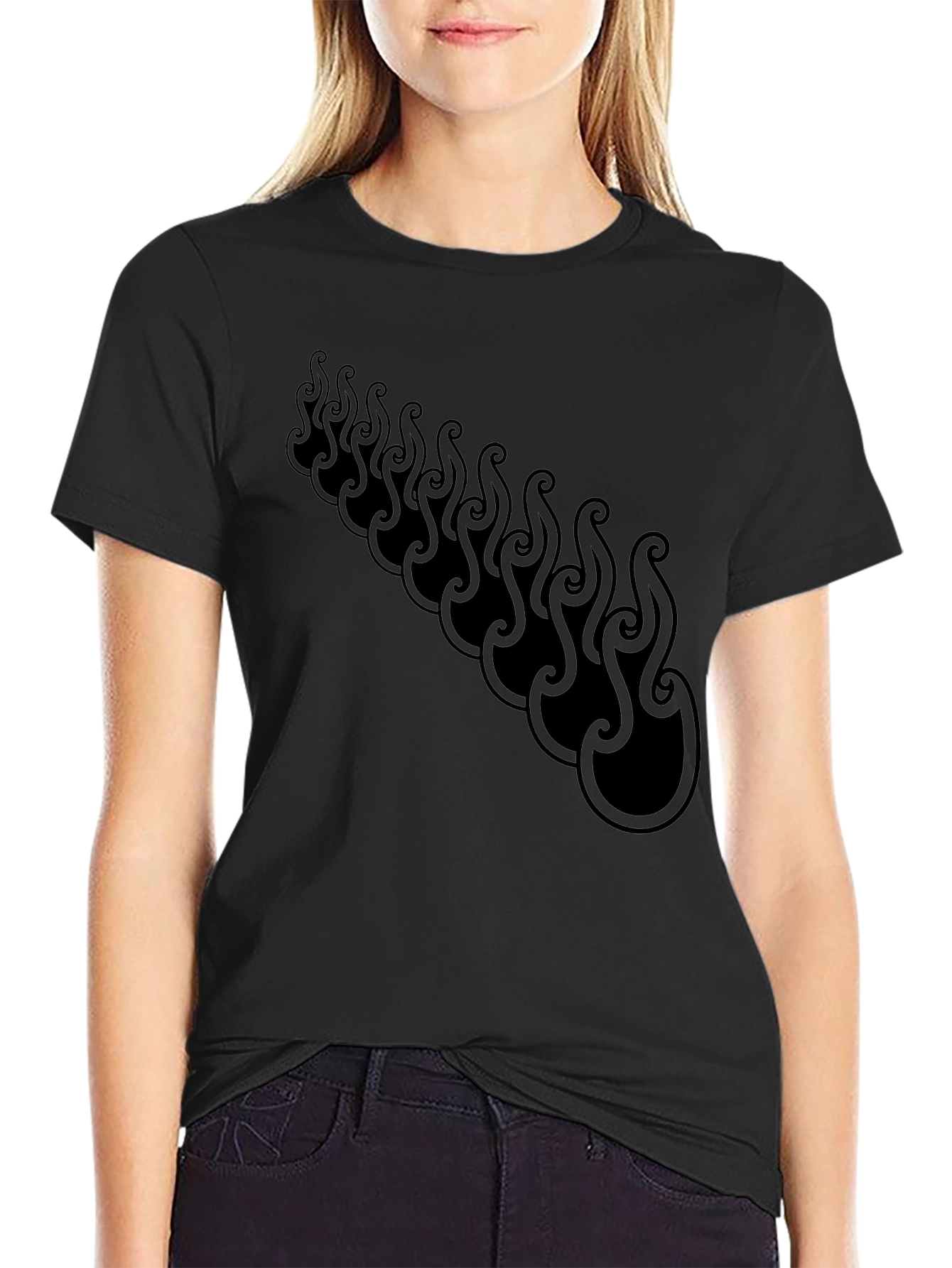 Mens Black T-Shirt with Maori Design