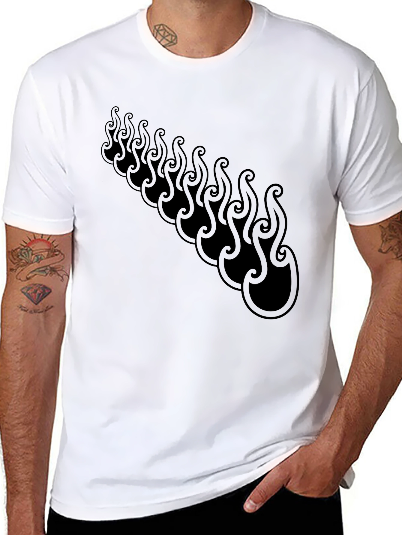 Mens Black T-Shirt with Maori Design