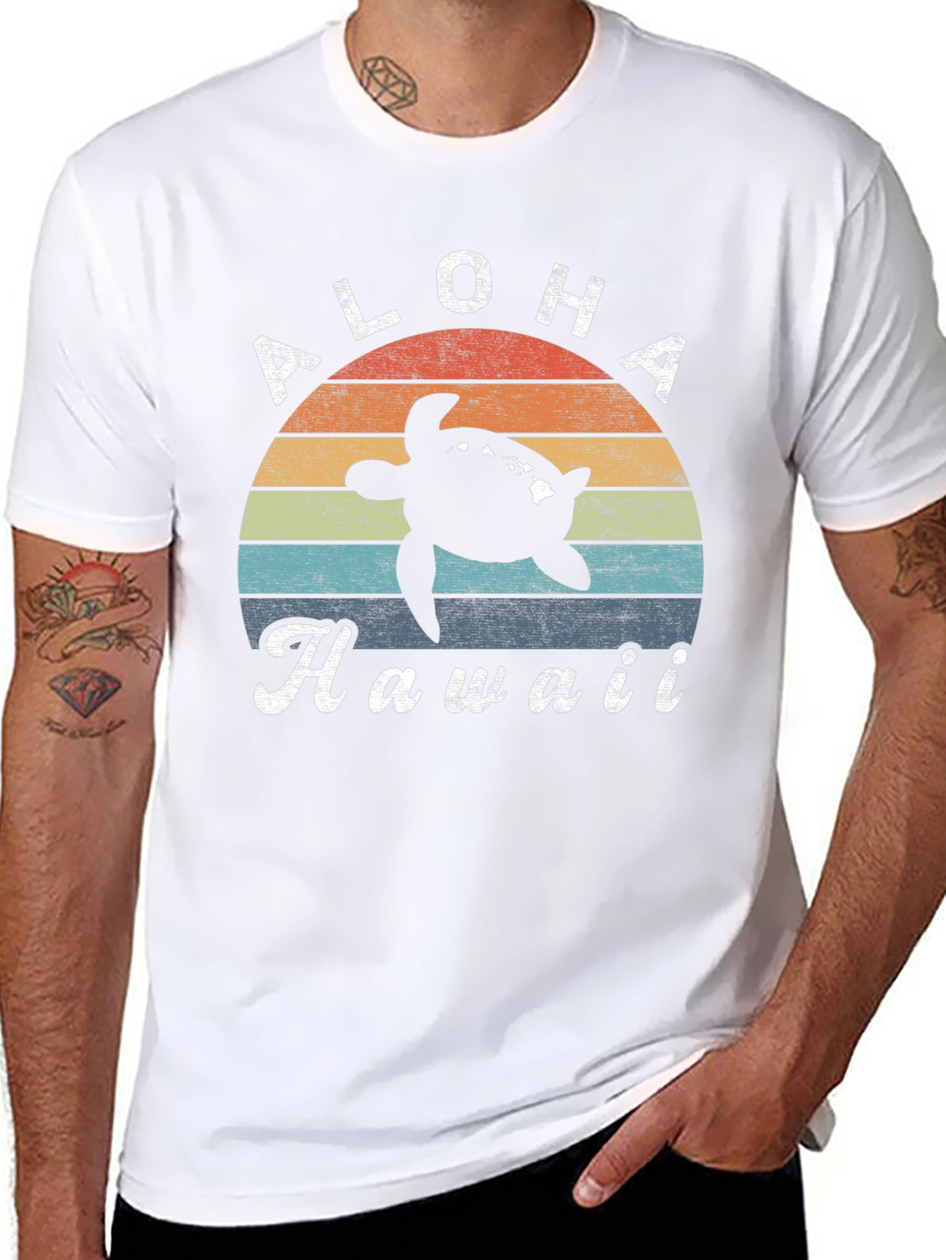 Aloha Hawaii Turtle Sunset Graphic Tee