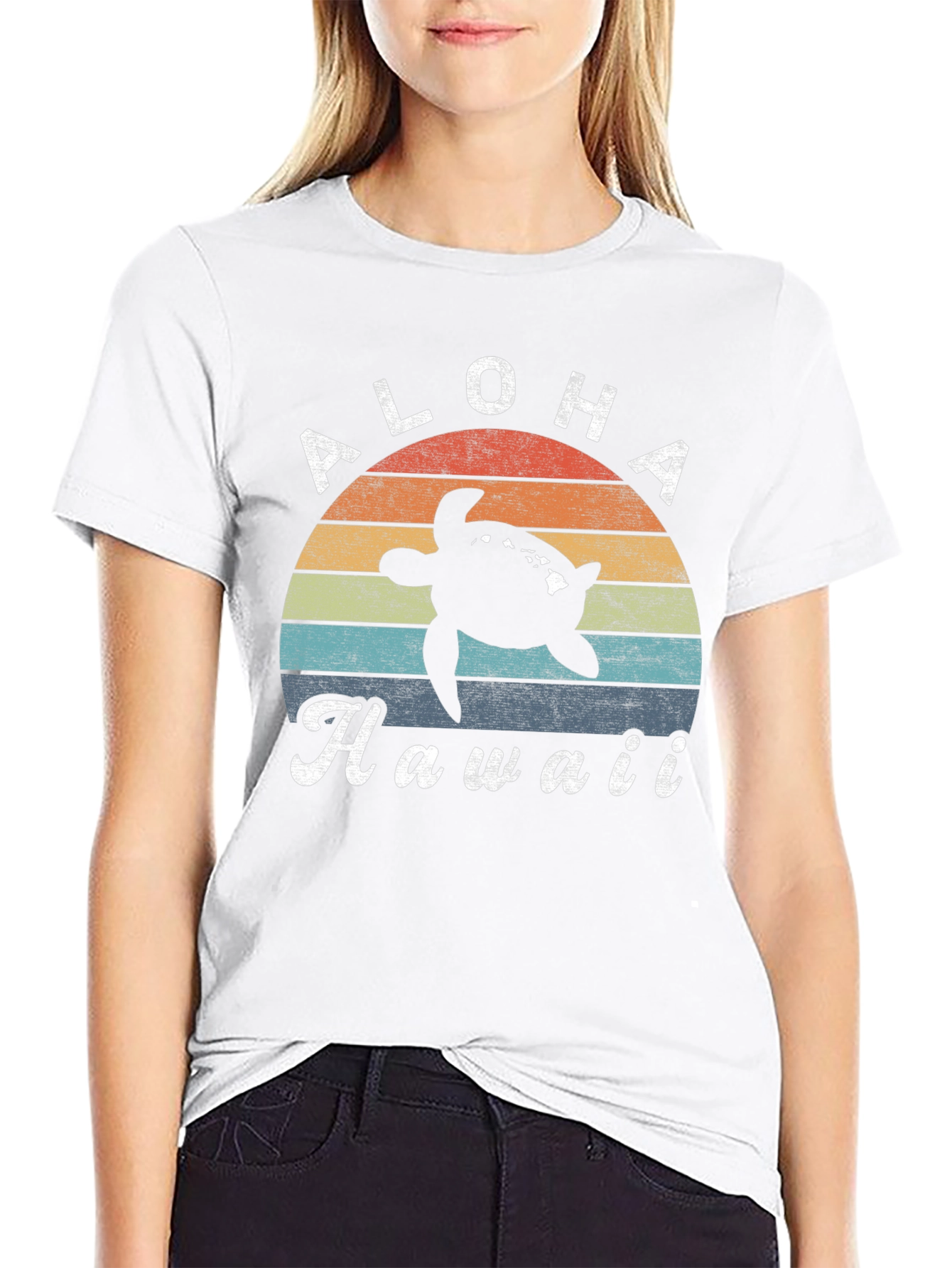 Aloha Hawaii Turtle Sunset Graphic Tee