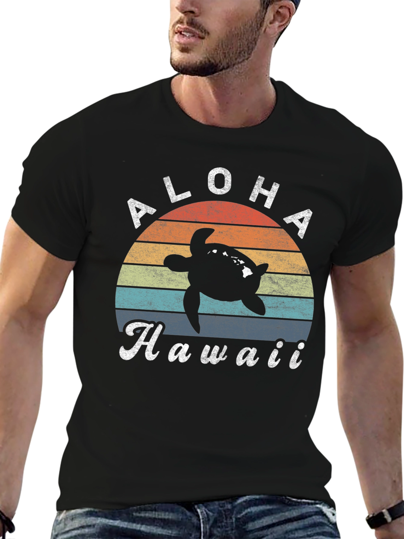 Aloha Hawaii Turtle Sunset Graphic Tee