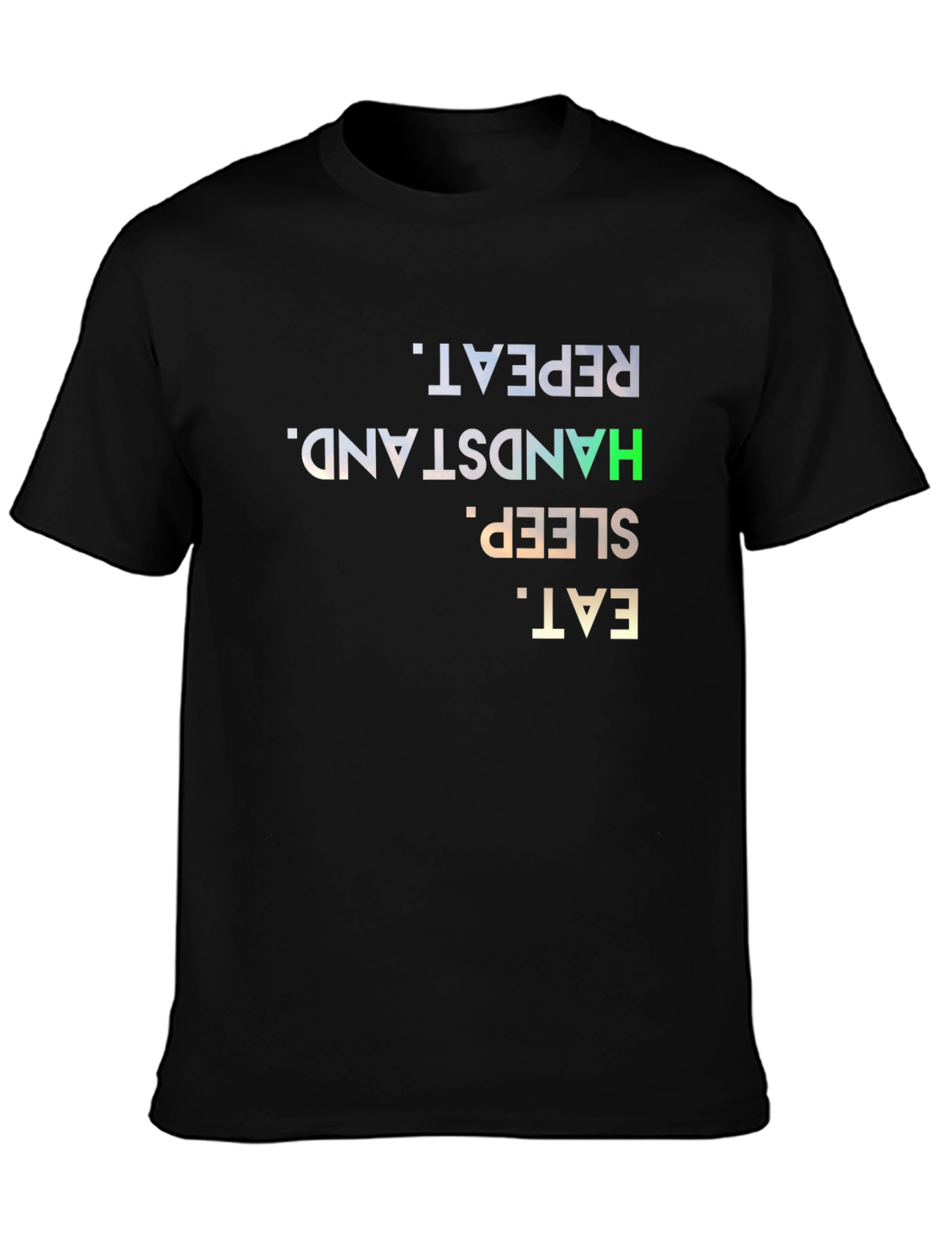 Eat Sleep Handstand Repeat Black Graphic T-Shirt