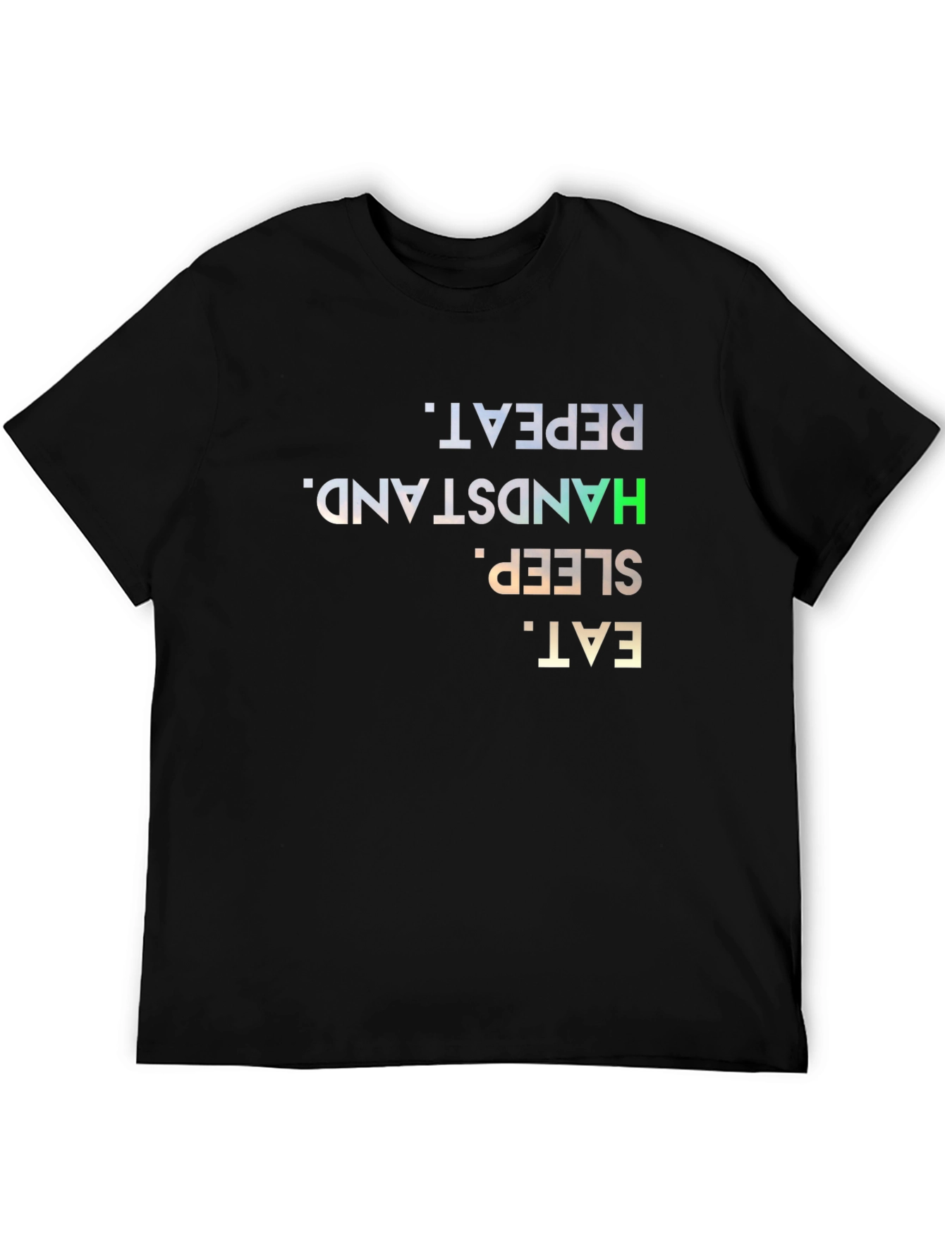 Eat Sleep Handstand Repeat Black Graphic T-Shirt