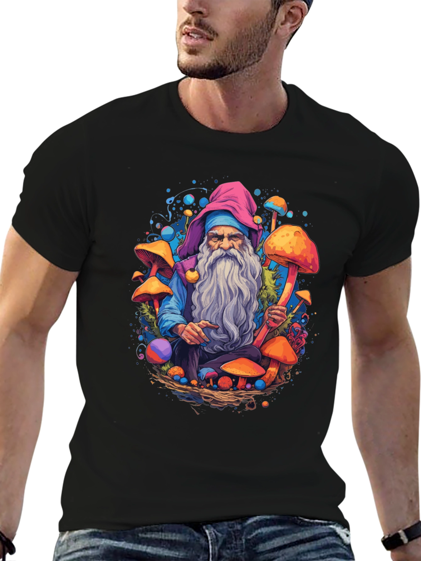 Mushroom Wizard Graphic Tee - Unique Design