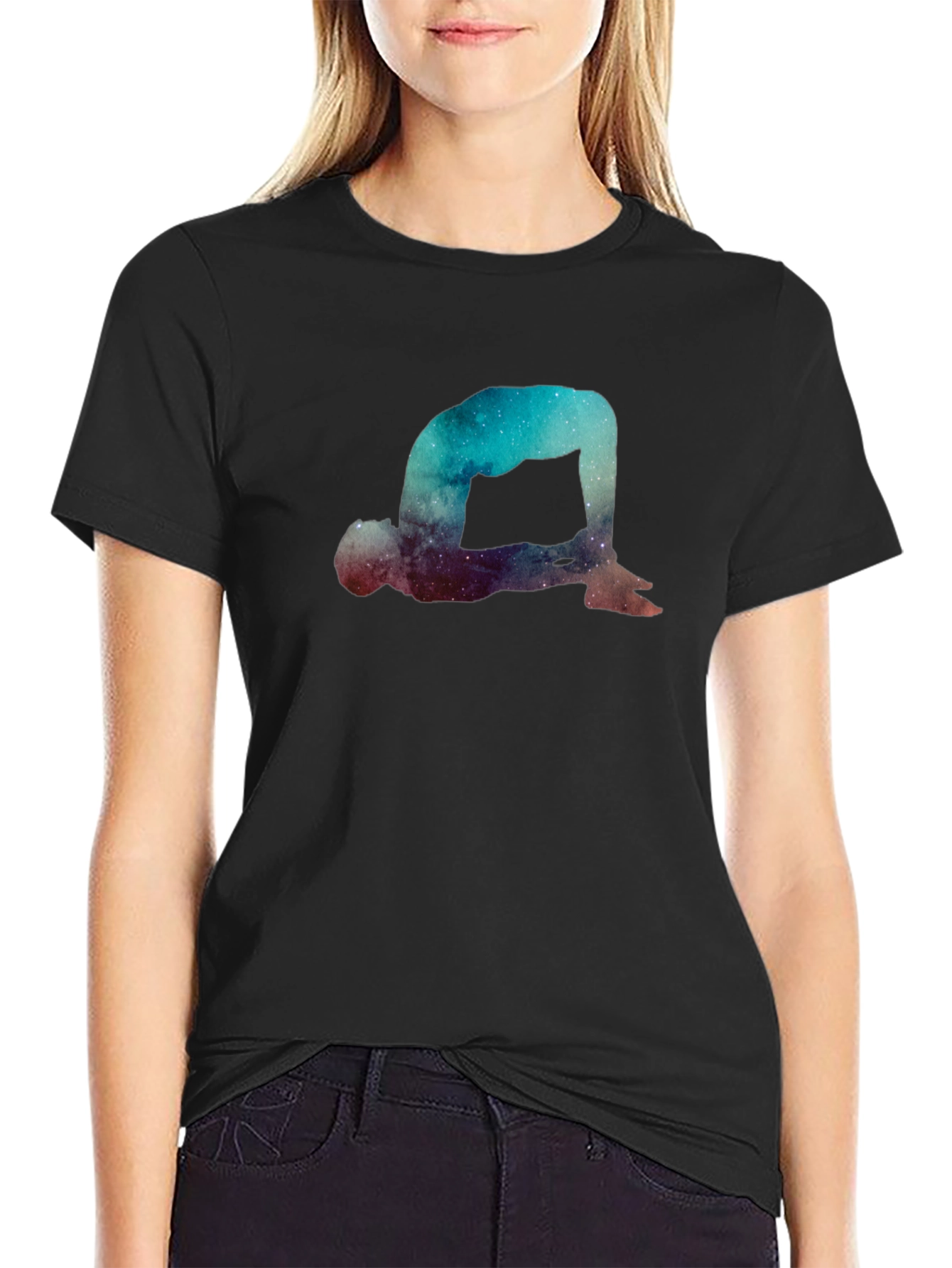 Cosmic Yoga Pose Graphic T-Shirt