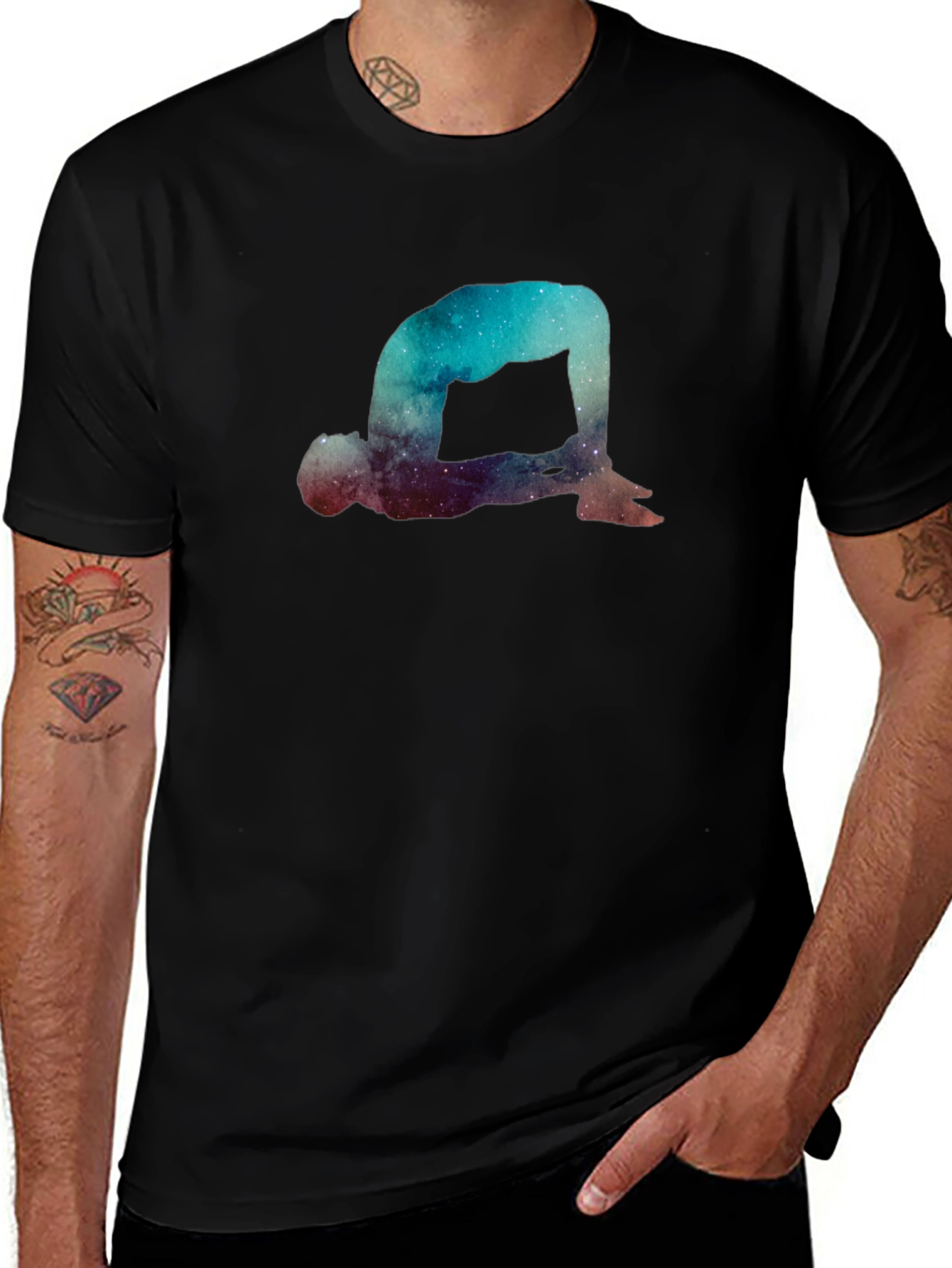 Cosmic Yoga Pose Graphic T-Shirt