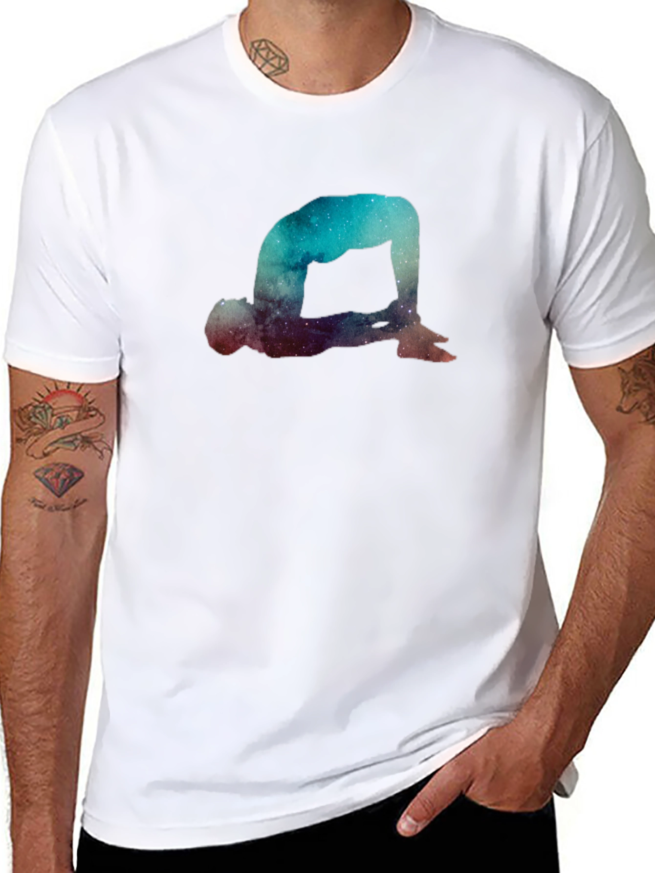 Cosmic Yoga Pose Graphic T-Shirt