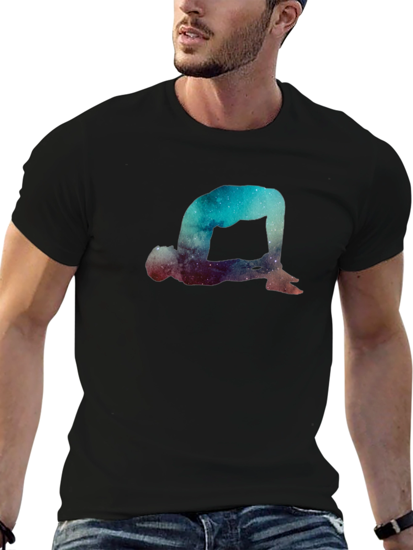 Cosmic Yoga Pose Graphic T-Shirt