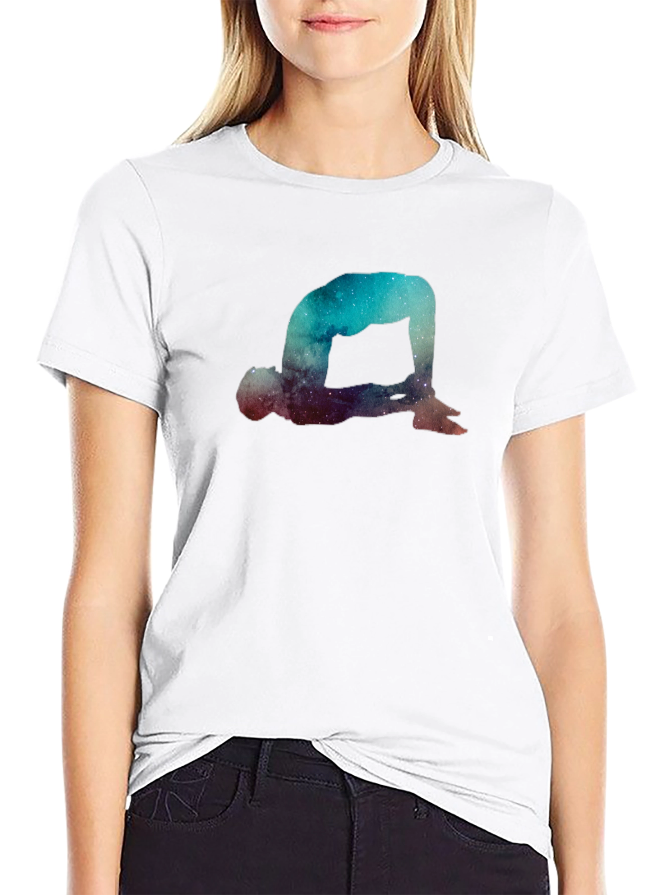 Cosmic Yoga Pose Graphic T-Shirt