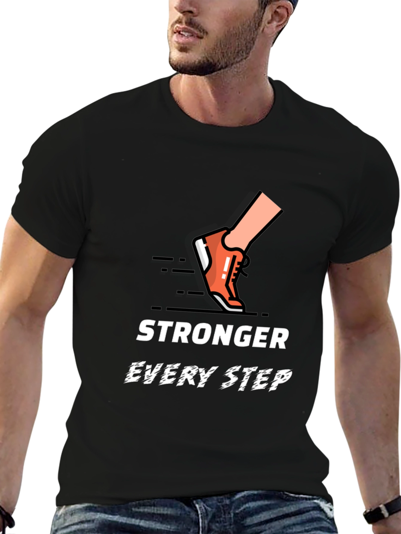 Stronger Every Step Graphic Tee - Black