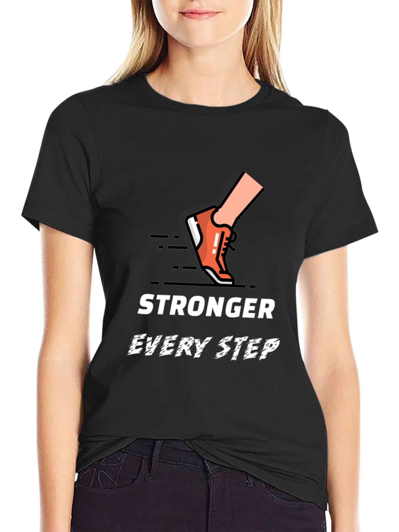 Stronger Every Step Graphic Tee - Black