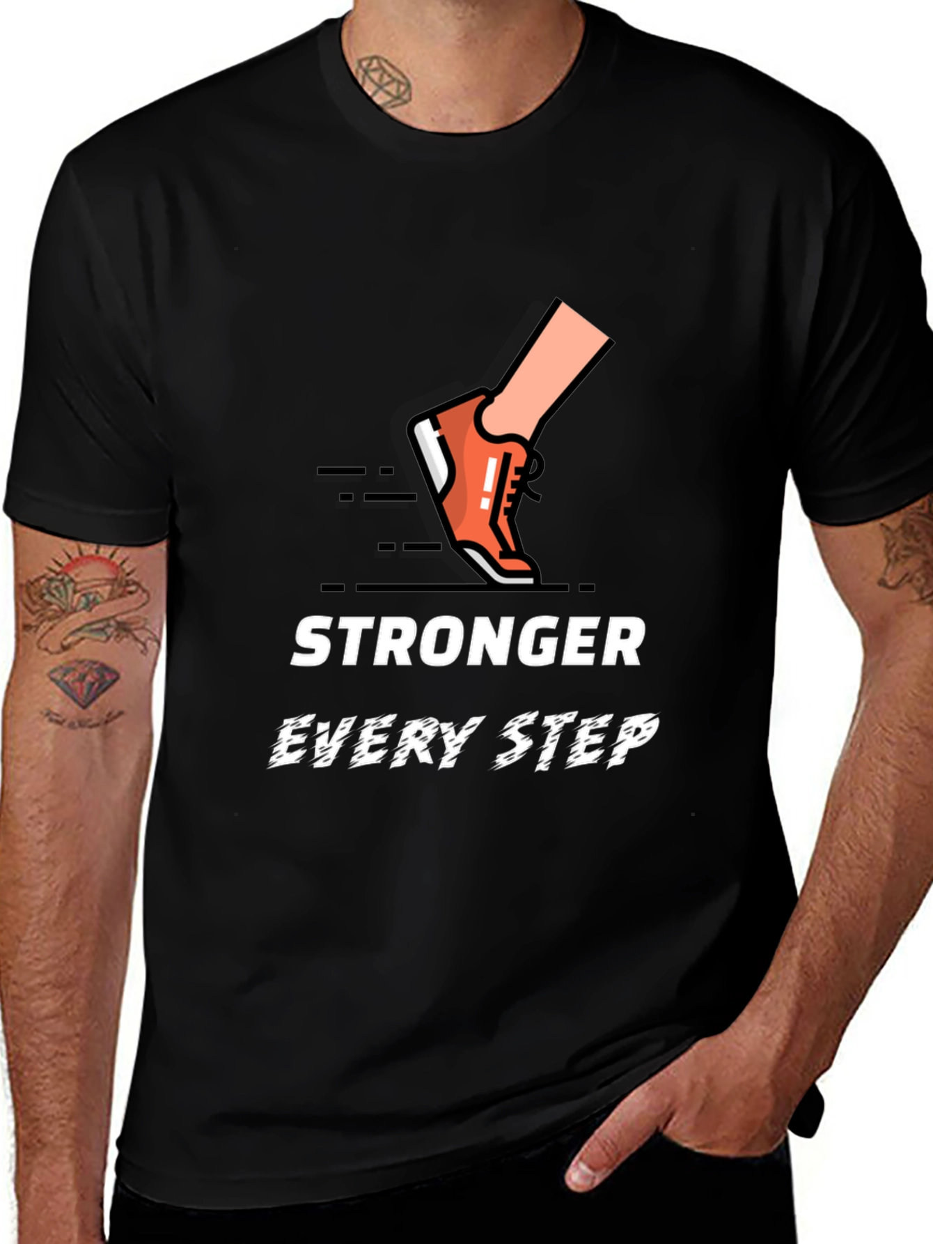 Stronger Every Step Graphic Tee - Black