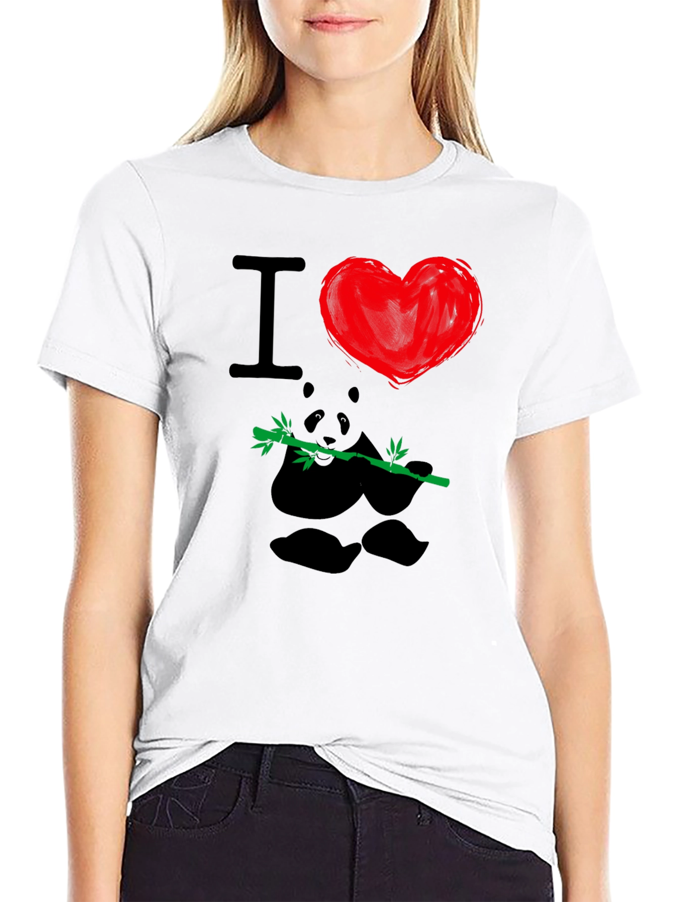 I Heart Pandas T-Shirt - Black