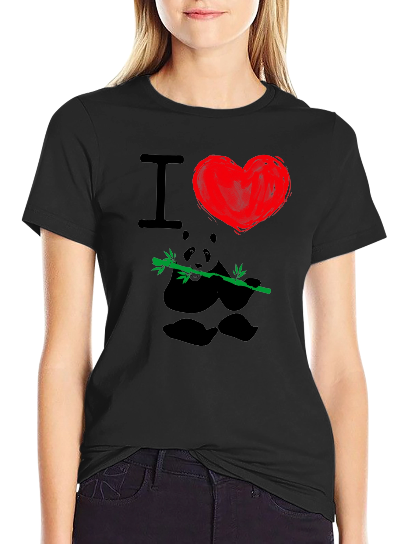 I Heart Pandas T-Shirt - Black