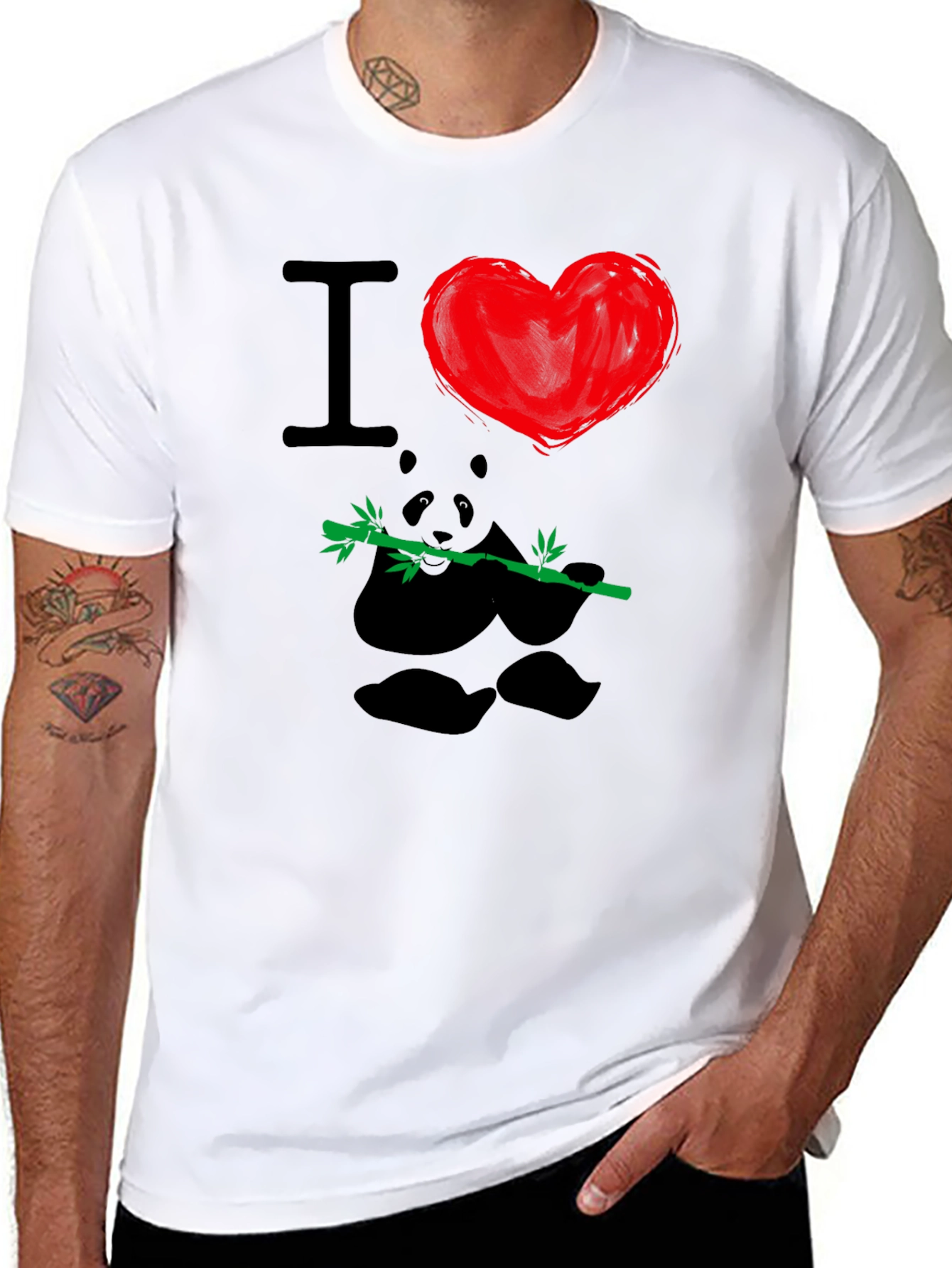 I Heart Pandas T-Shirt - Black