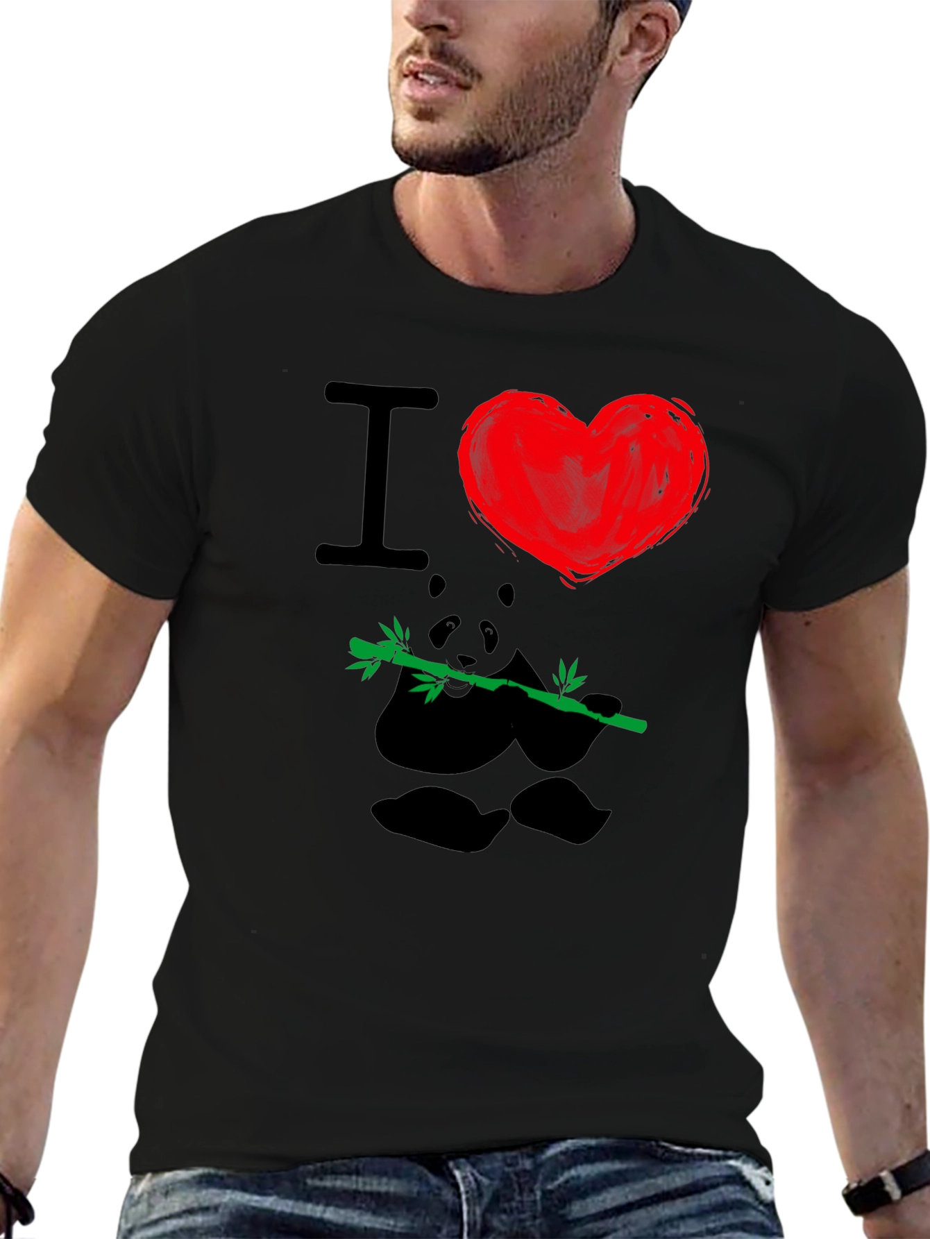 I Heart Pandas T-Shirt - Black