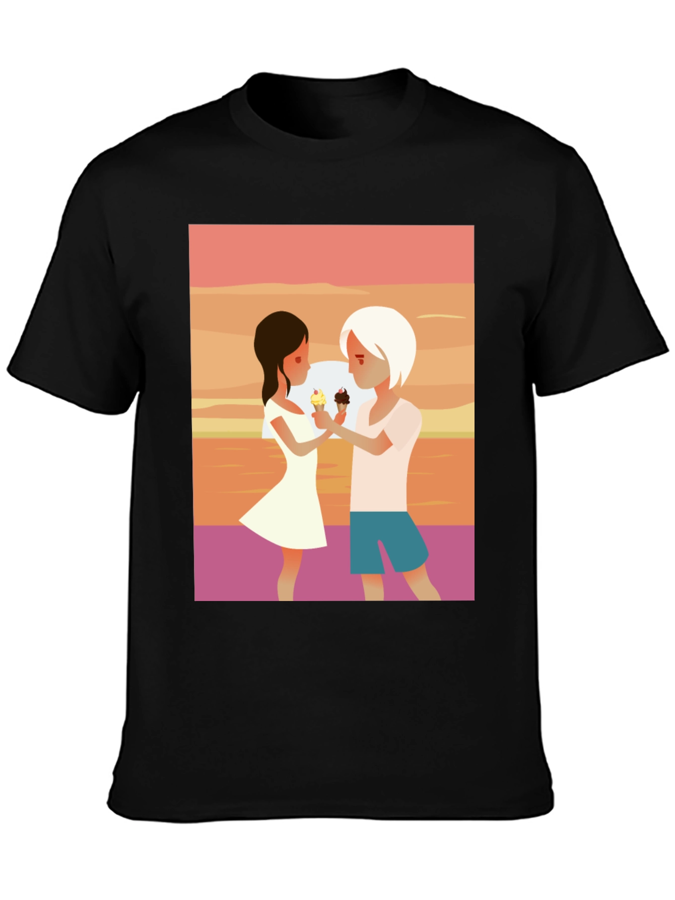 Couple Ice Cream Graphic T-Shirt - Unisex Casual Tee