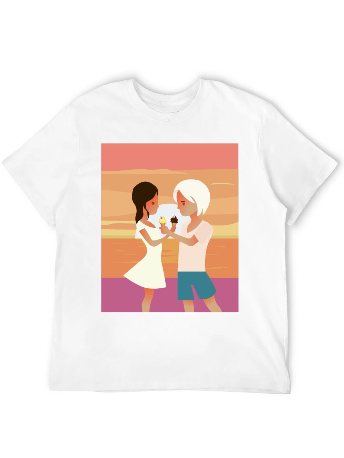 Couple Ice Cream Graphic T-Shirt - Unisex Casual Tee