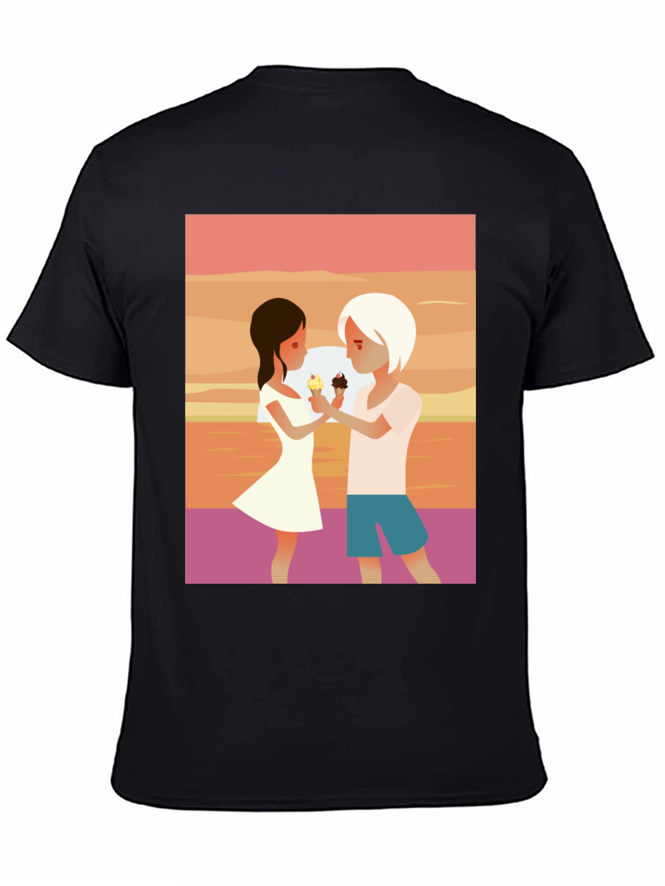 Couple Ice Cream Graphic T-Shirt - Unisex Casual Tee