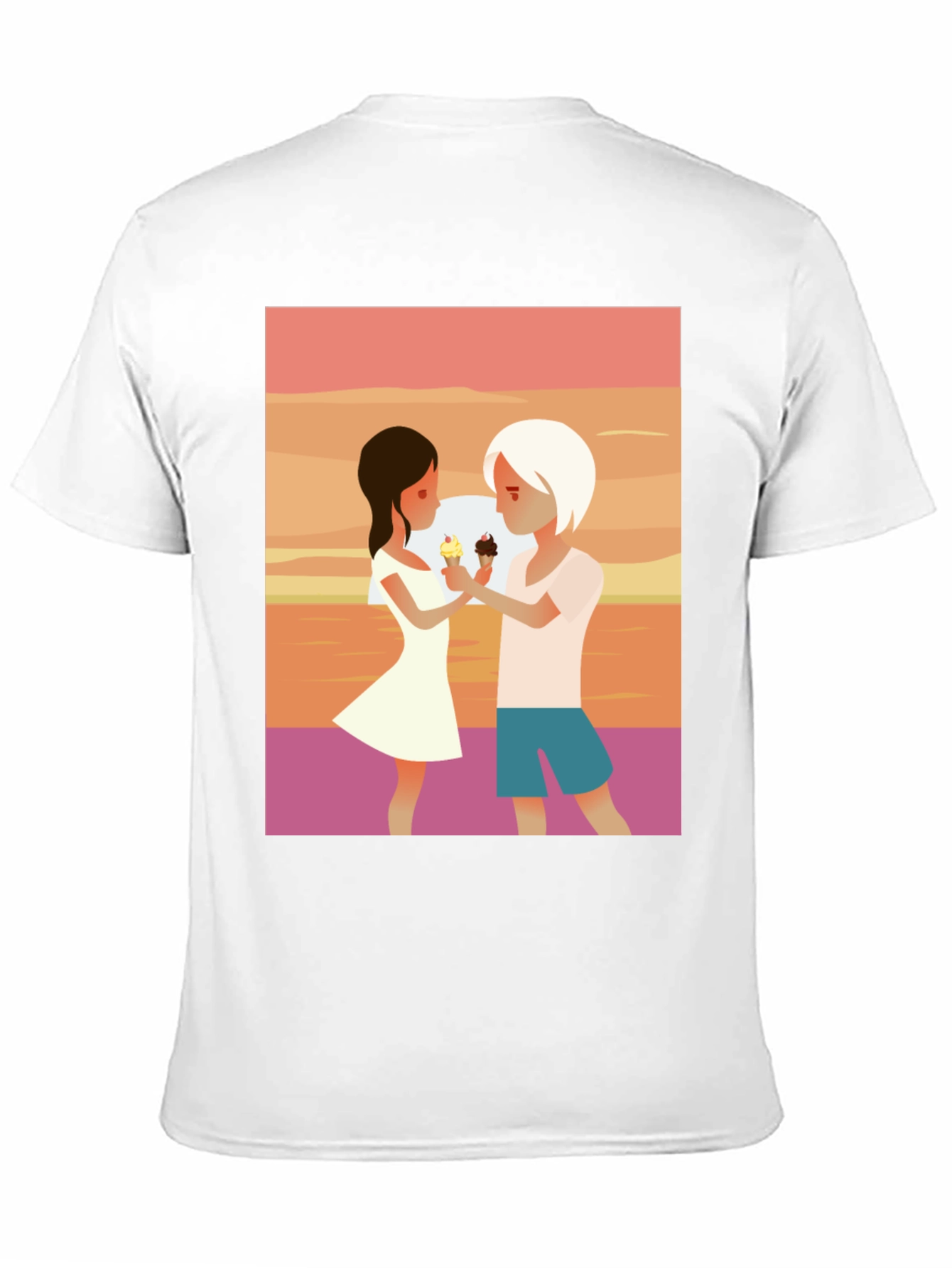 Couple Ice Cream Graphic T-Shirt - Unisex Casual Tee