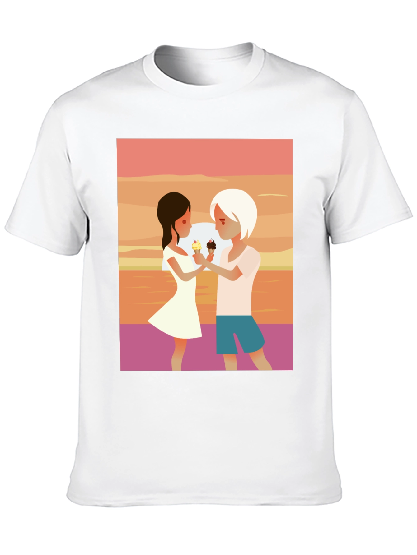 Couple Ice Cream Graphic T-Shirt - Unisex Casual Tee
