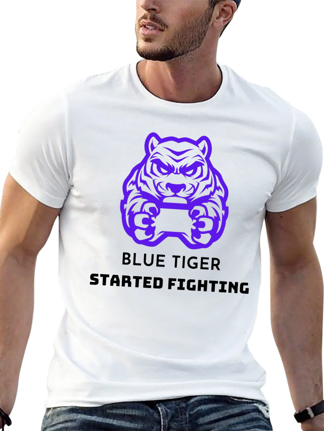 Blue Tiger Fighting T-Shirt - Gamer Style