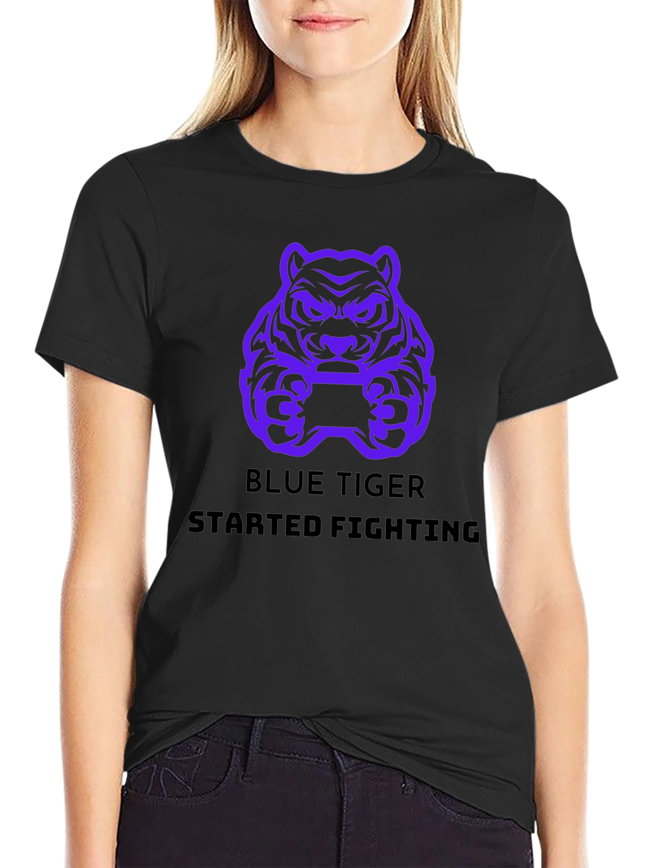 Blue Tiger Fighting T-Shirt - Gamer Style