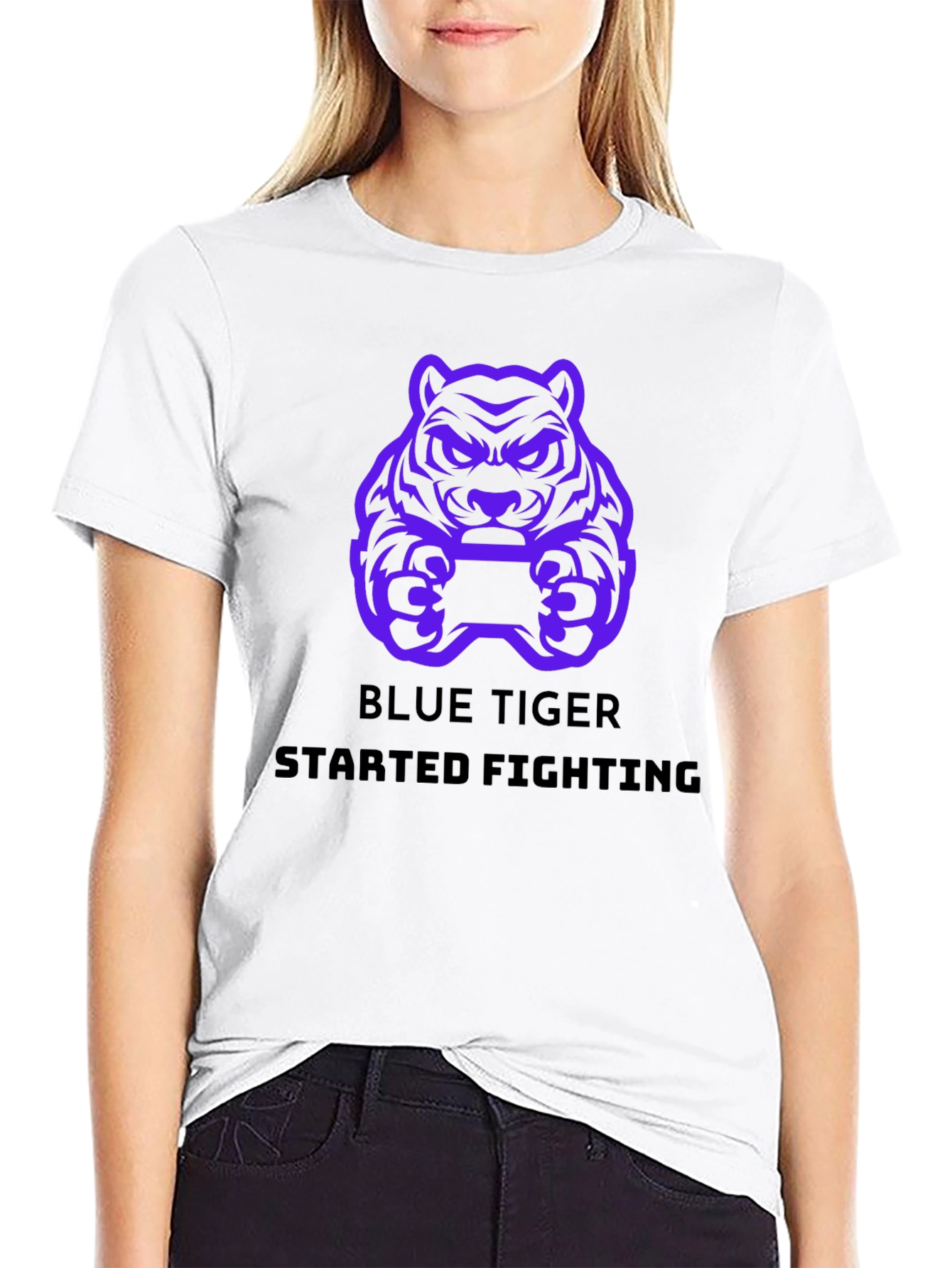 Blue Tiger Fighting T-Shirt - Gamer Style
