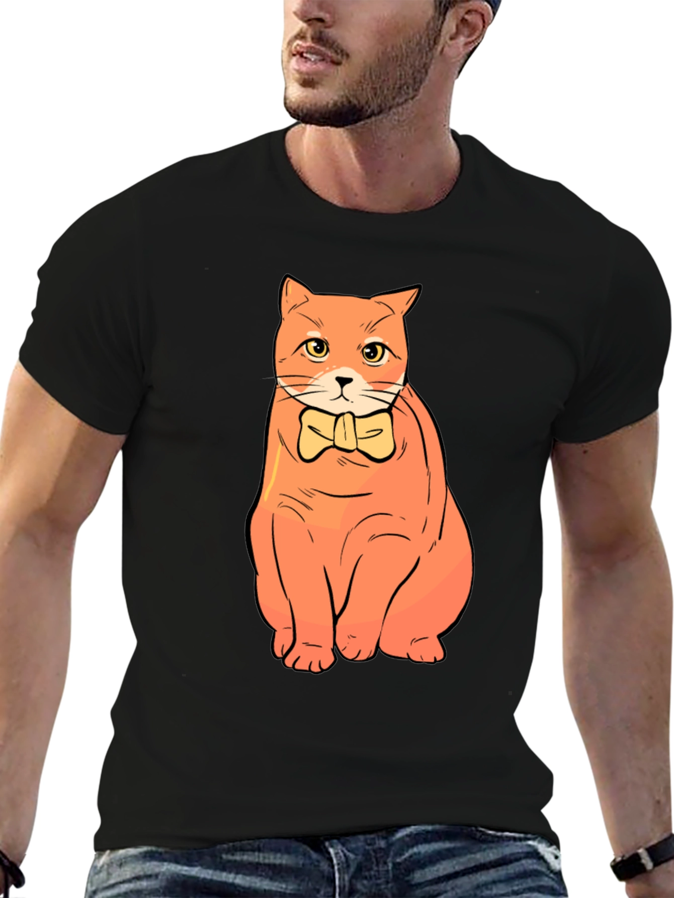Cat Bowtie T-Shirt - Stylish Graphic Tee