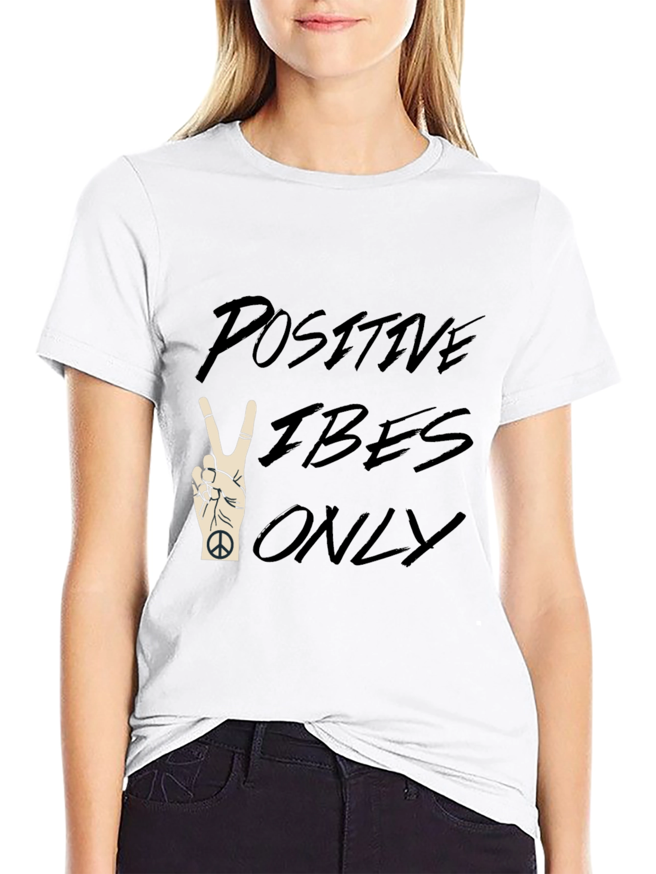 Positive Vibes Only Black Graphic T-Shirt