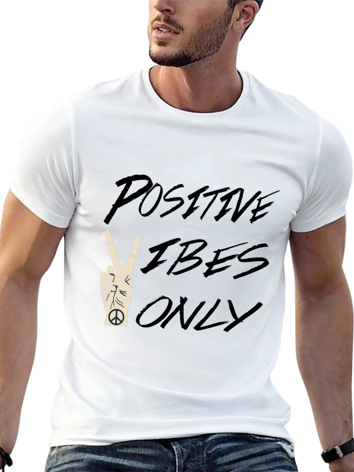Positive Vibes Only Black Graphic T-Shirt