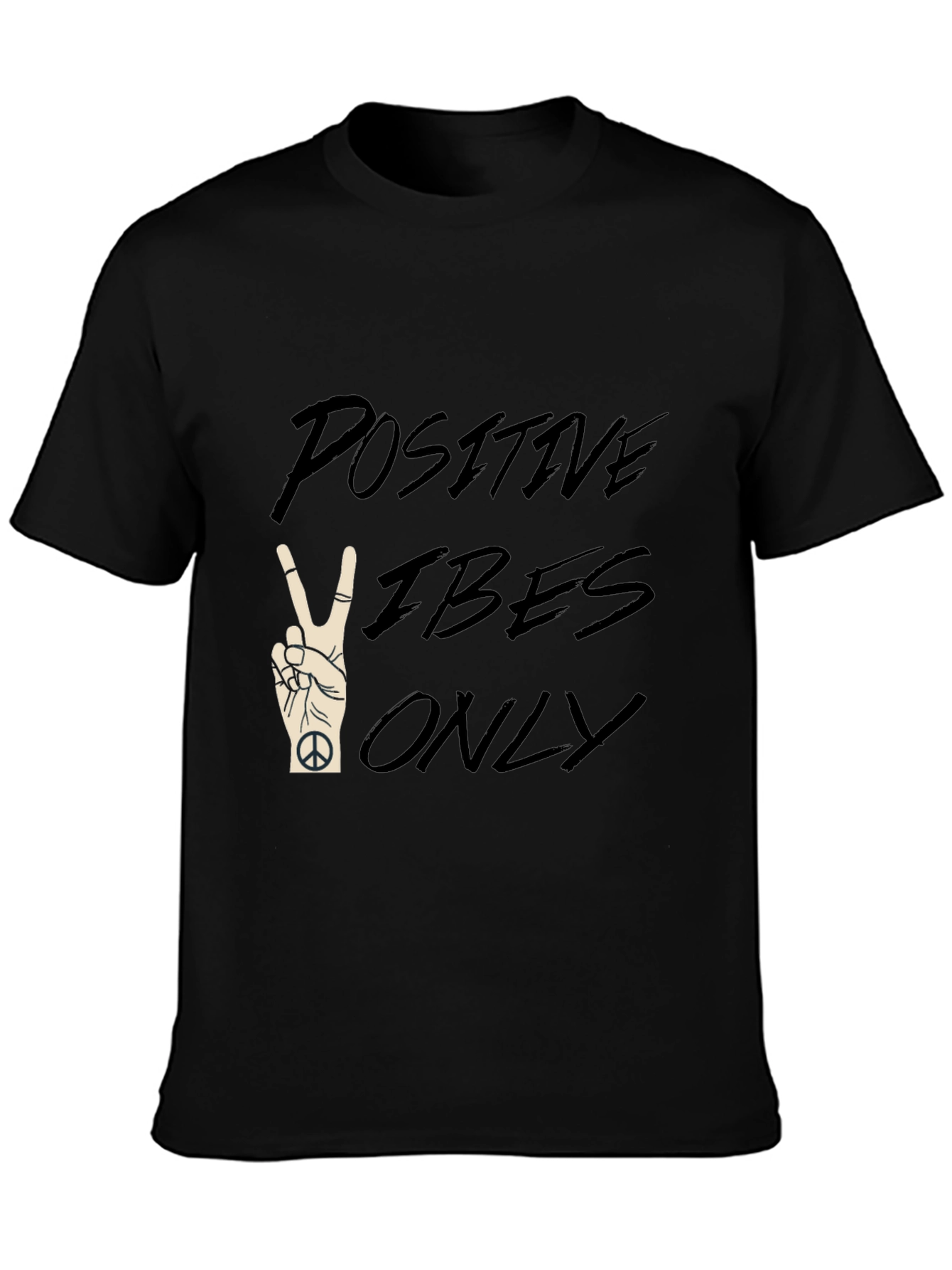 Positive Vibes Only Black Graphic T-Shirt